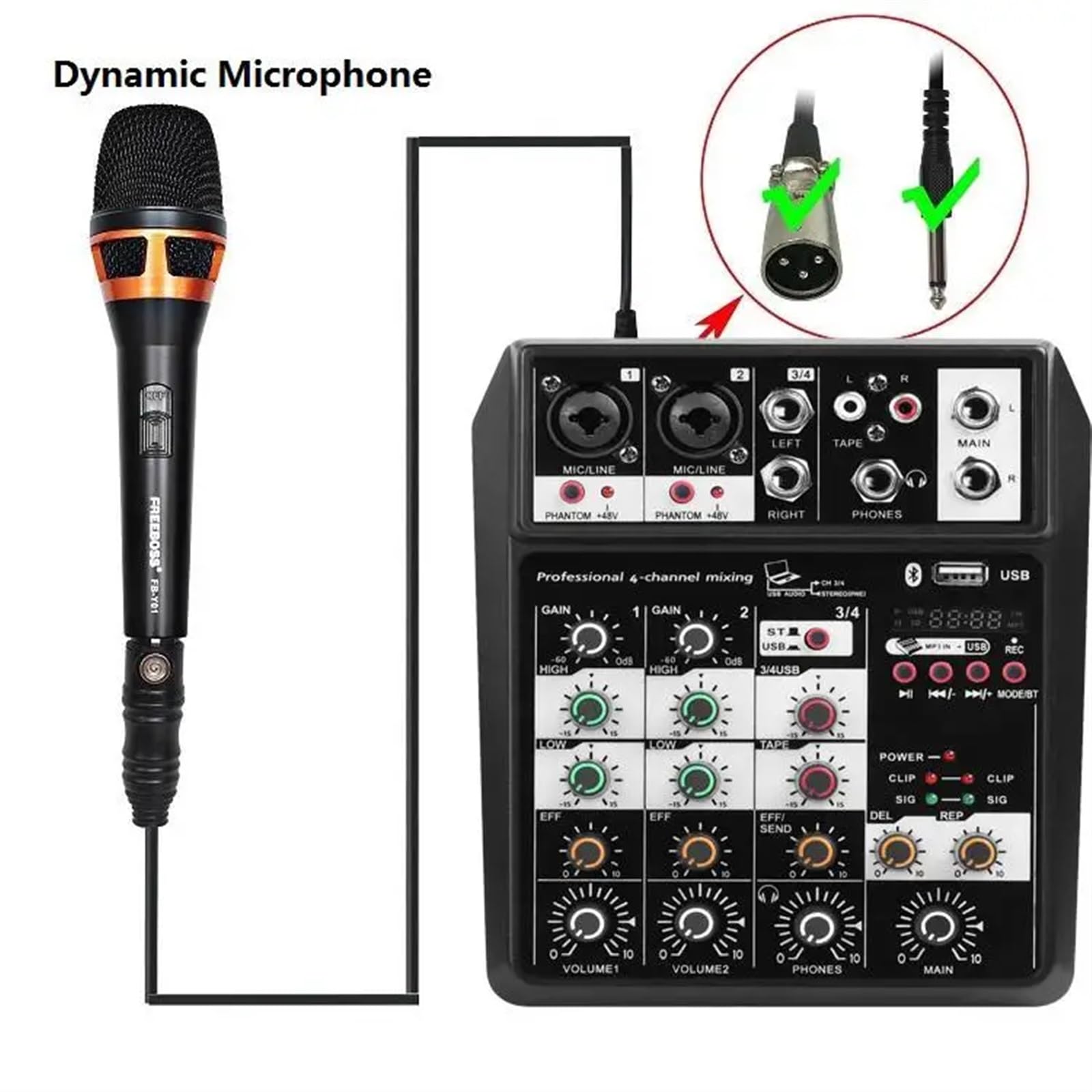 Controlador de DJ, Consola mezcladora de Audio inalámbrica con, micrófono portátil, consola sonido, interfaz USB, mezclador Dj