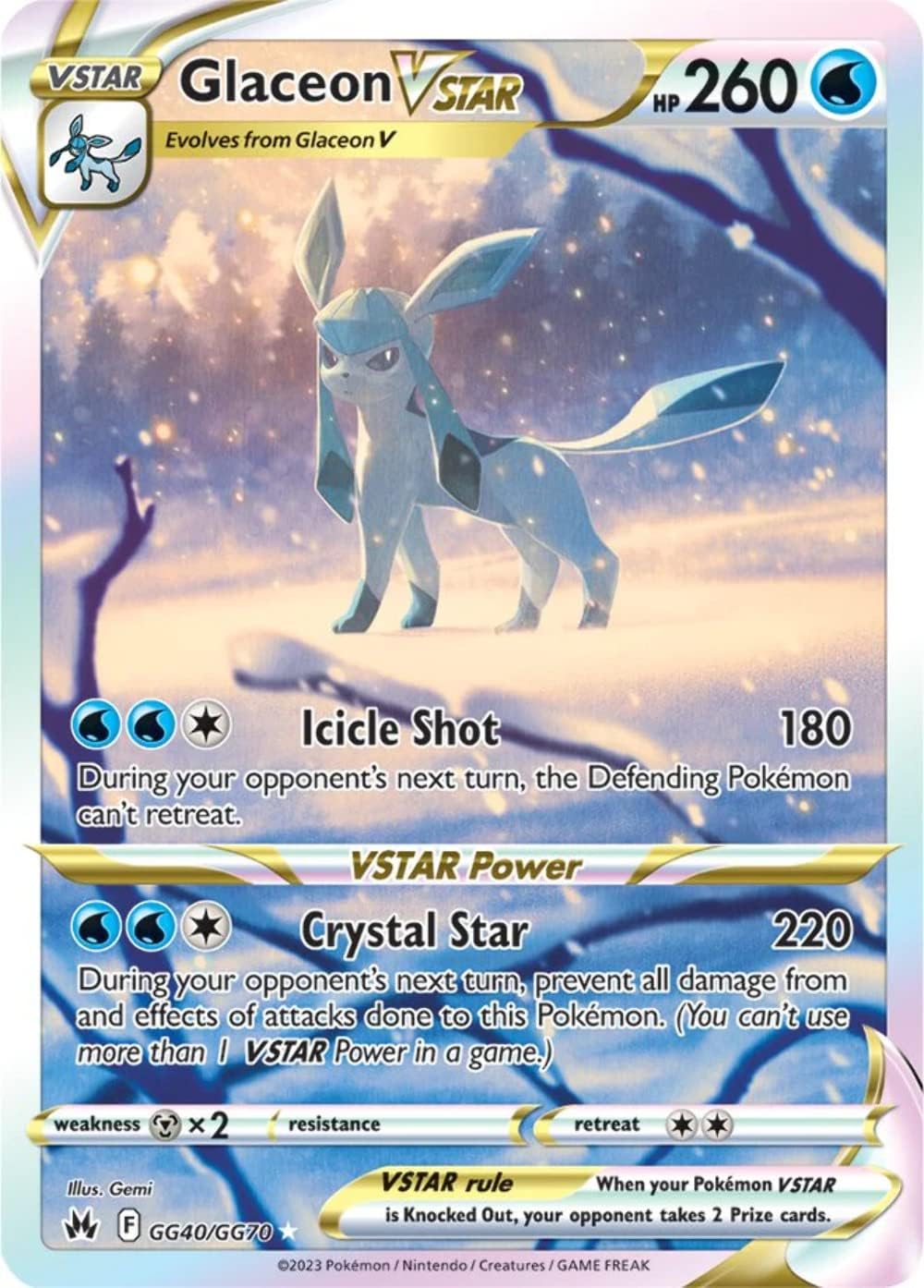 Pokemon - Glaceon Vstar GG40/GG70 - Crown Zenith - Galarian Gallery - Ultra Rare Alternate Art