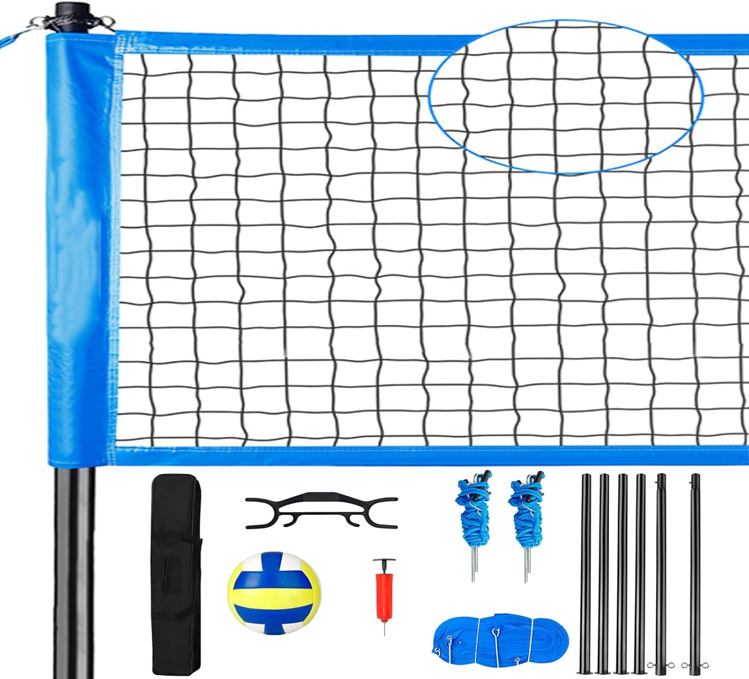 バドミントンネットセット、ポータブルバドミントンバレーボールネットコンボセット、幅32フィートの折りたたみ式ピックルボールネットシス