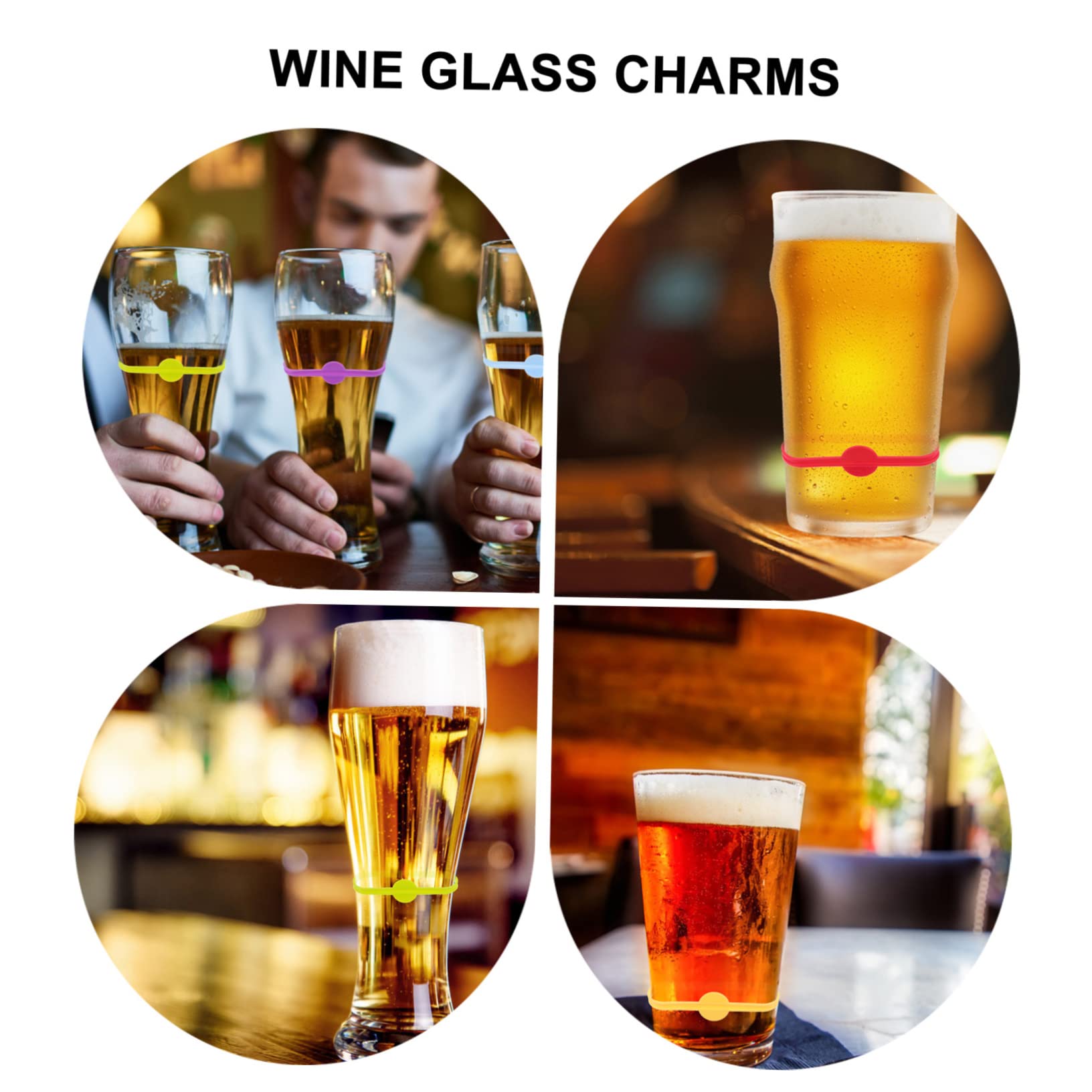 Abaodam 48 Stk Weinglas-marker Einmachgläser Trinkglas Cocktailgarnituren Für Getränke Hochzeits-champagnergläser Weinetiketten Aus Silikon Champagnerflöten-marker Trinkglas-marker Charme