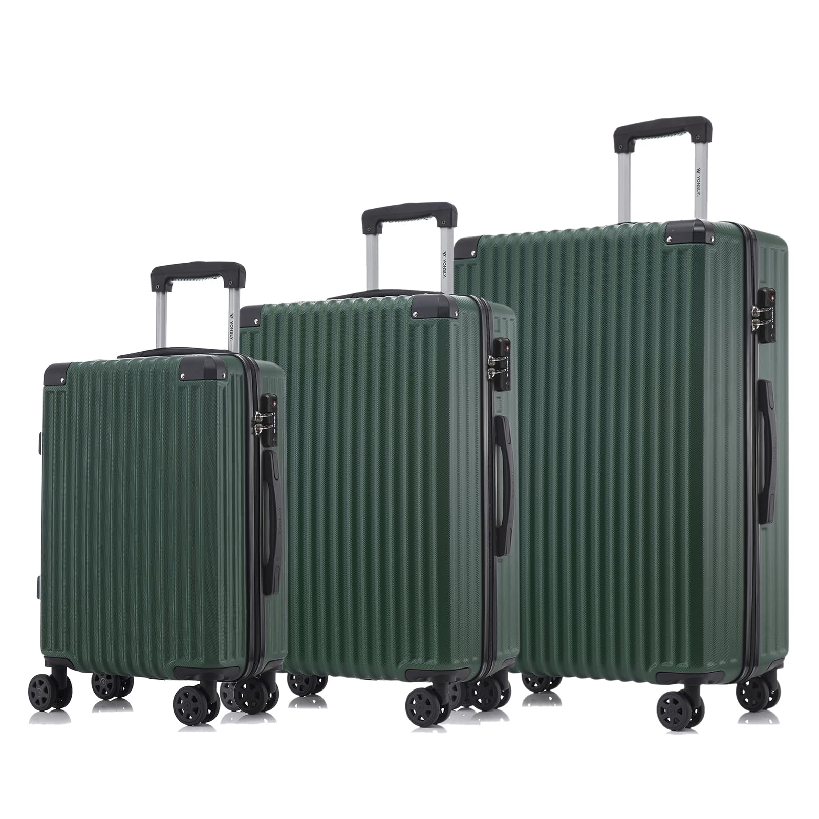 yonsly Koffer Suitcase, Trolley Reisekoffer, Rollkoffer Handgepäck mit 4 Rollen 360°, ABS Hartschalen, Sicherheitsschloss, Weicher Gummigriff, 210D-Futter