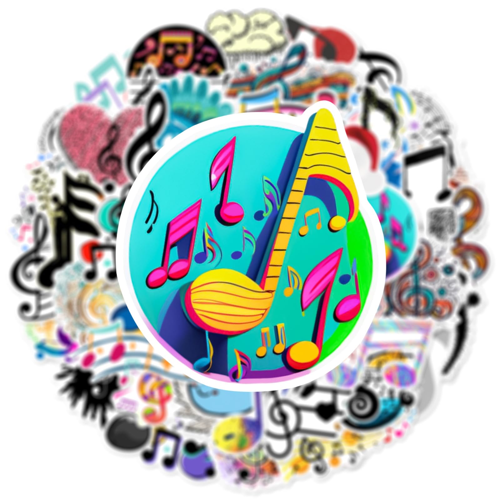 60 szt. modnych naklejek muzycznych, winylowa wodoodporna naklejka z nutą muzyczną na laptopa, gitarę, scrapbooking, dziennik, entuzjastę muzyki, butelki na wodę, dziennik, kolekcjonerów, miłośników