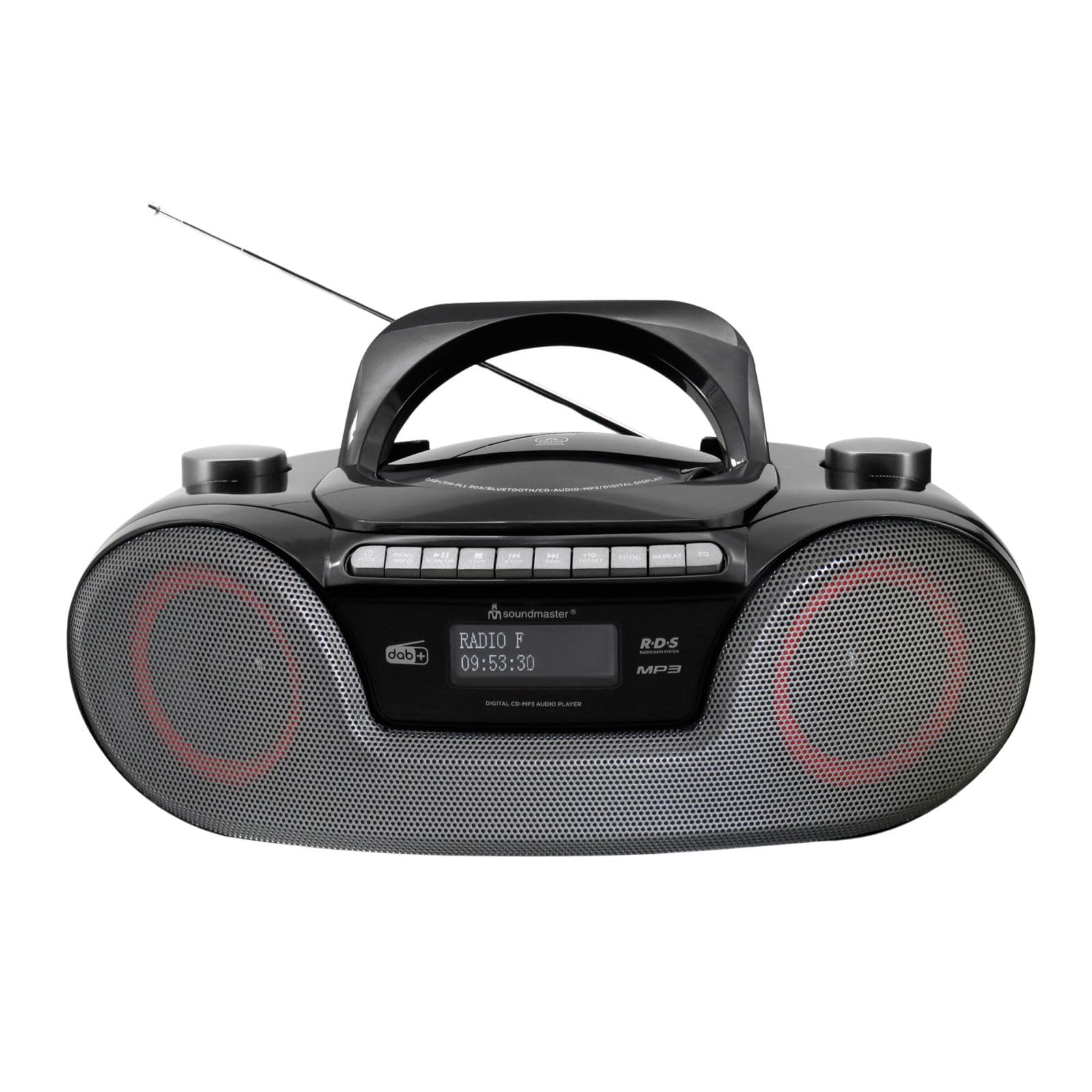 Soundmaster SCD8300SW tragbares Digitalradio CD-Player Hörbuchfunktion Bluetooth DAB+ UKW-Radio USB/SD-Anschluss Kopfhöreranschluss Wecker Boombox