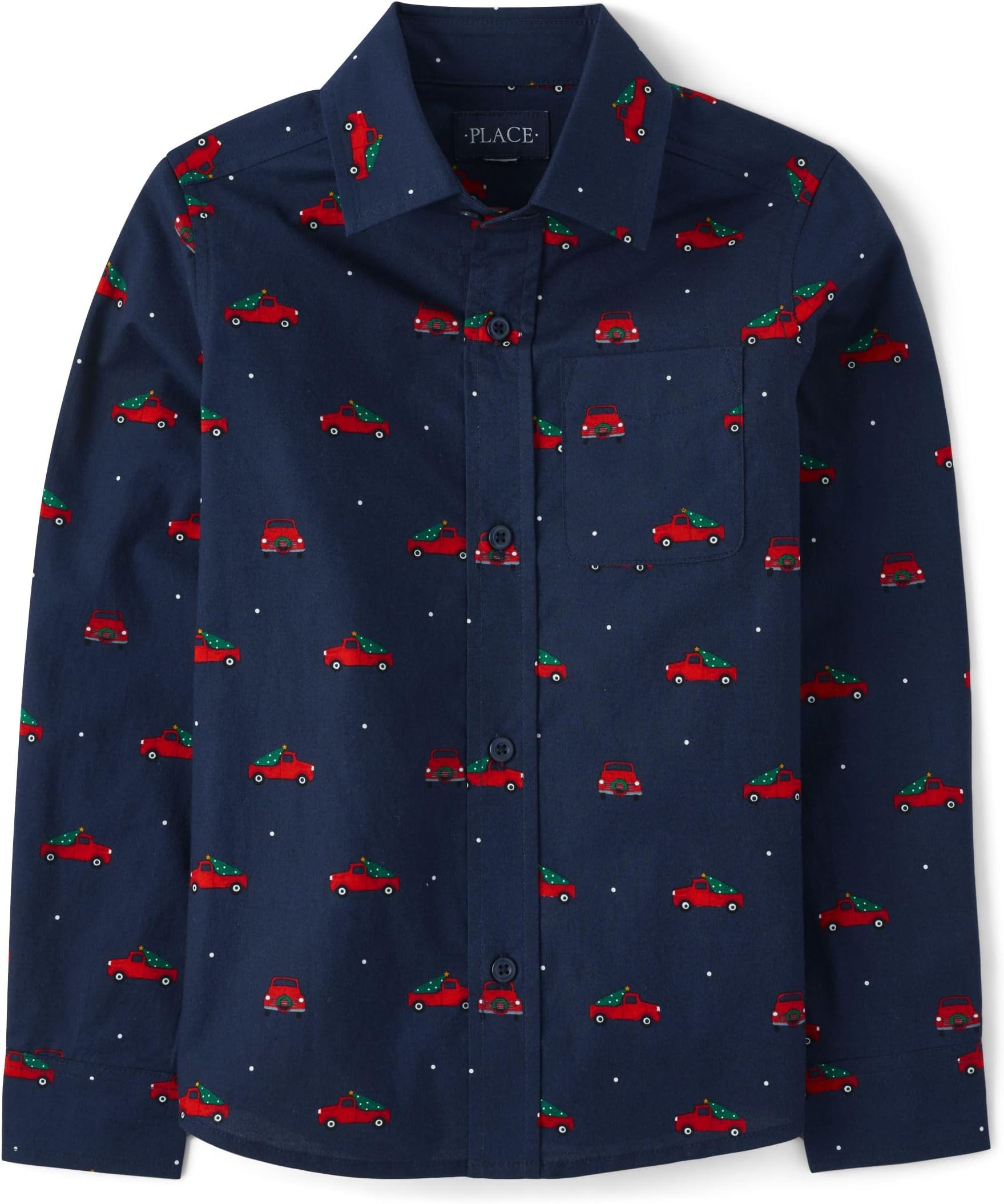 The Children's Place Baby Boys' and Toddler Poplin Long Sleeve Button Down Shirt