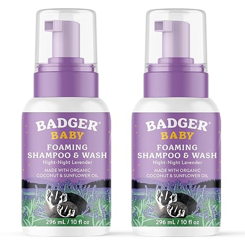 Miniatura 6 de Badger Baby Wash, Champú relajante para bebés y gel de baño con espuma de noche de lavanda, jabón corporal orgánico para bebés, jabón y champú suave