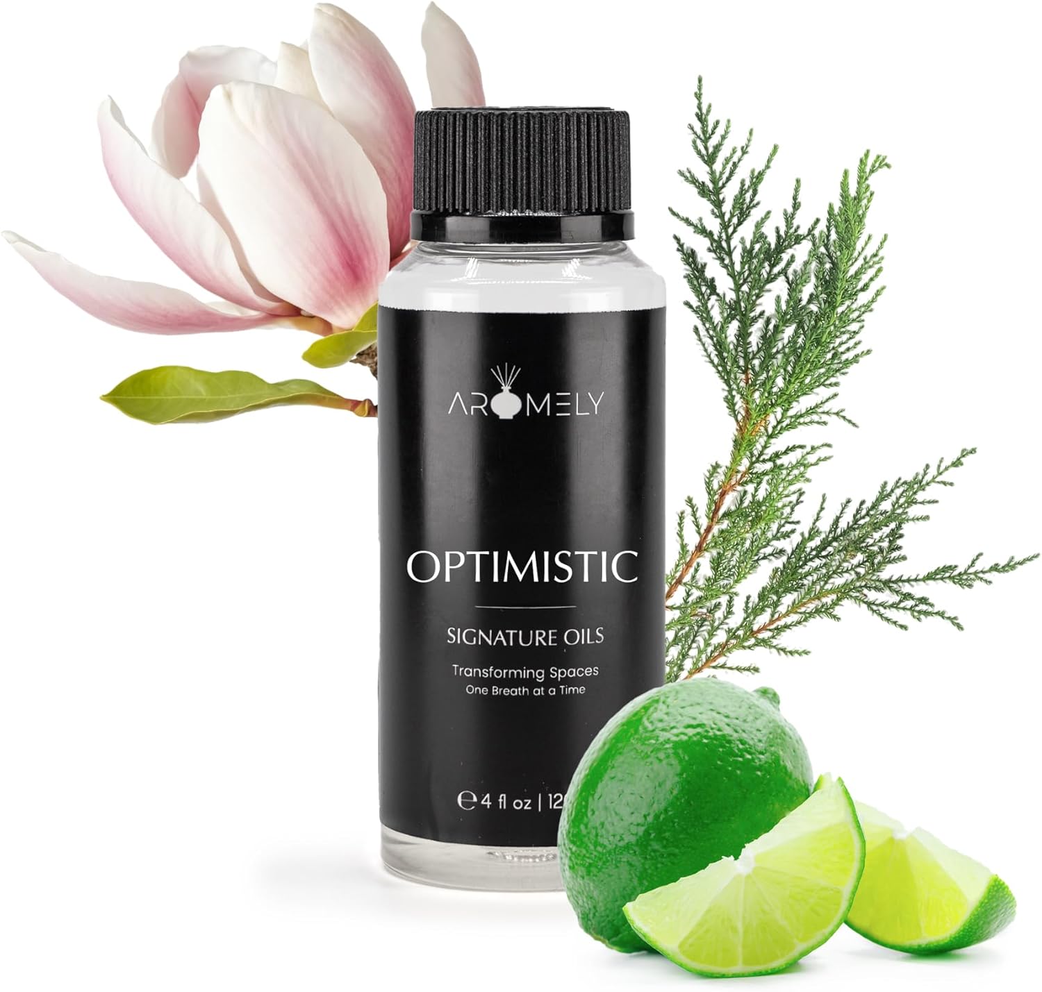 AROMELY Optimistic Essential Diffuser Oil Blend - Signature Diffuser Aroma Scent - Luxurious Fragrance with Notes of Lemon, Ginger, Perilla, Magnolia, Neroli, Cedar and Amber (120ml)