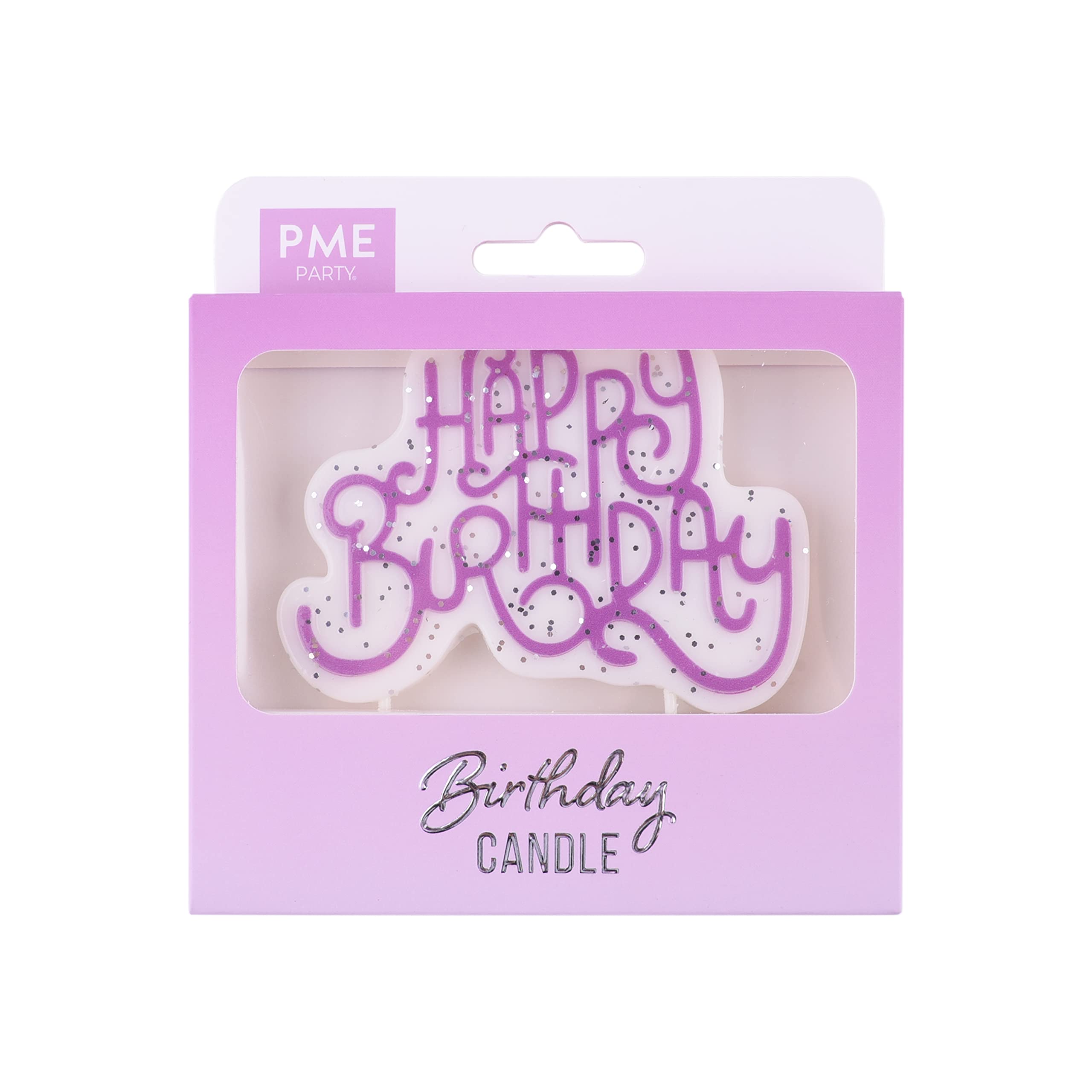 PME Happy Birthday Candle - Pink Sparkly