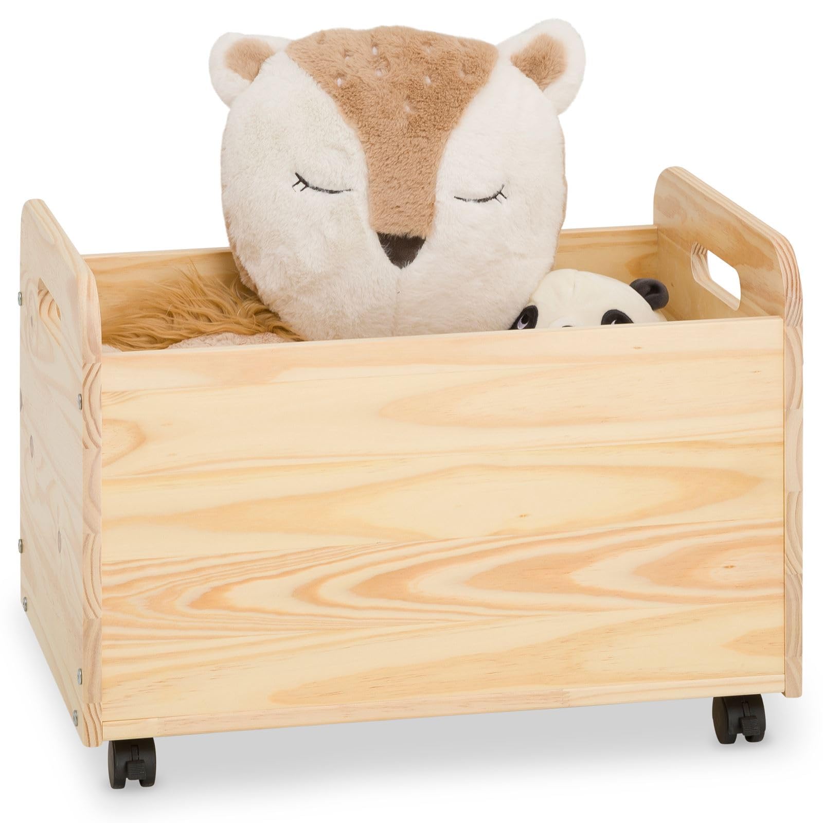 IDIMEX Coffre à Jouets Benjamin sur roulettes 60 x 43 x 40 cm en Bois pour Chambre d'enfant, Rangement Montessori Jouets Peluches, Facile à déplacer, Coloris Naturel