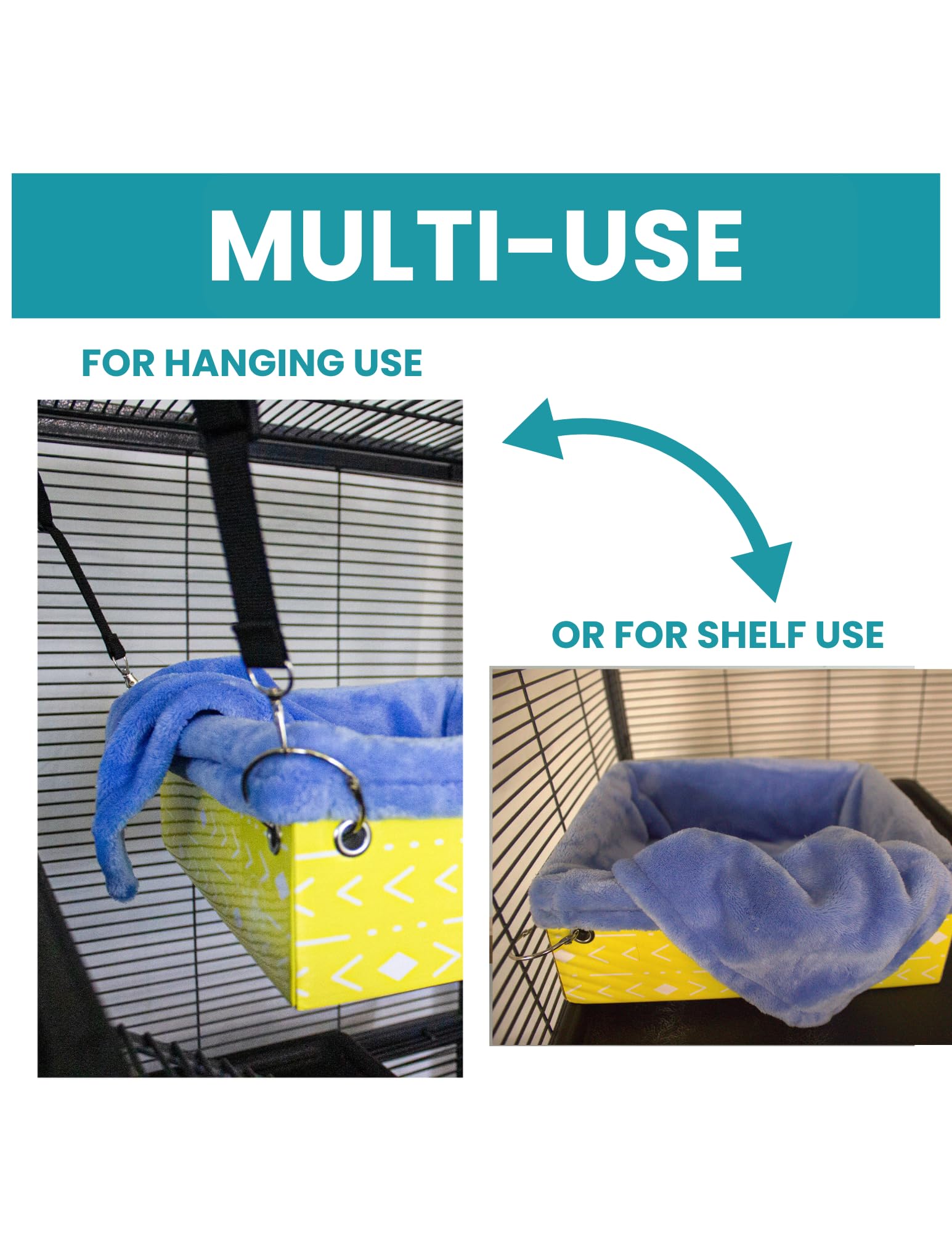 Ferret Hammock For Cage Box, use as Hanging Bed or Secure to Cage. Ferret Cage Accessories w/ Adjustable Straps, Perfect Small Pet Bed, Hanging cat hammock Bed, Guinea Pig Bed or Rabbit Bed. Product Image 4