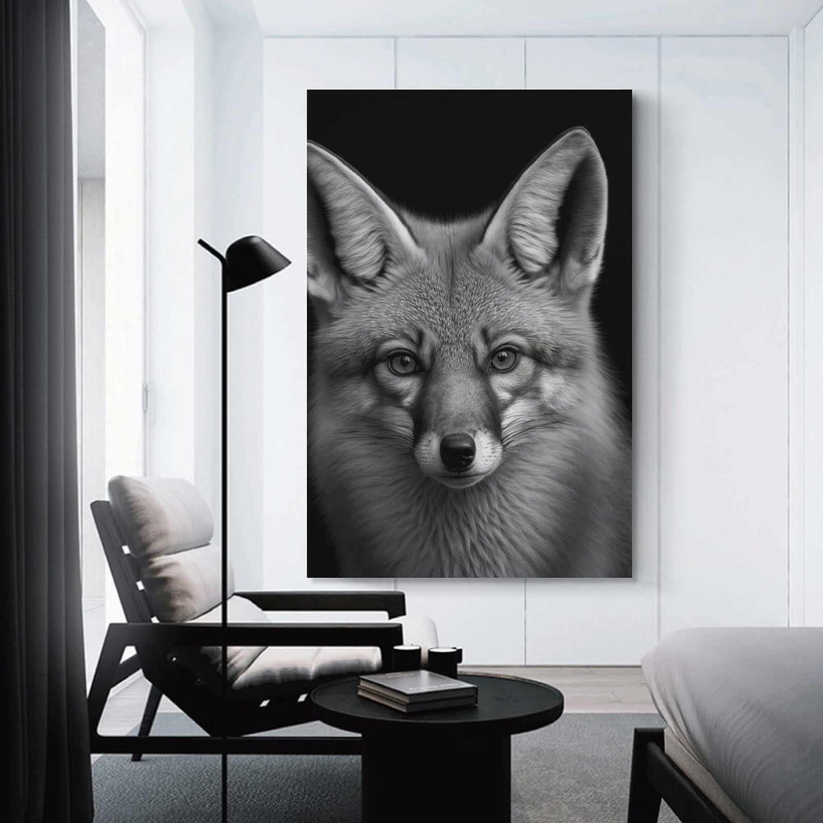 Junmoney Portrait of A Fox Canvas Wall Decor, 16x24inch(40x60cm), for Apartment Walls, Studios Or Work Areas, Decorative Canvas Decor for Home Updates