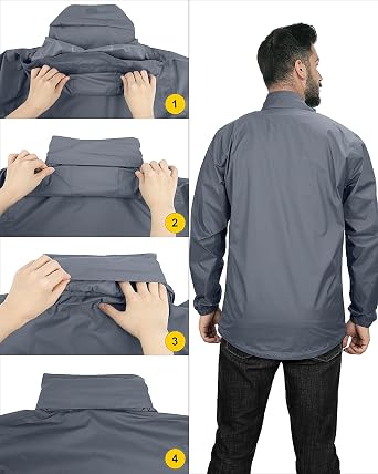 33,000ft Mens Waterproof Jackets Outdoor Windproof Lightweight Rain Jacket