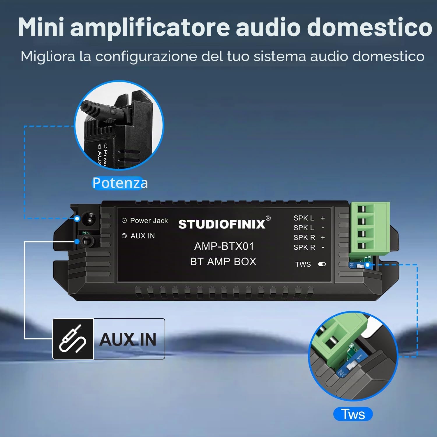 STUDIOFINIX Altoparlanti Bluetooth da 6,5 pollici 320 W a 2 vie fluttuanti per casa, bagno, cucina, ufficio con suono super-range
