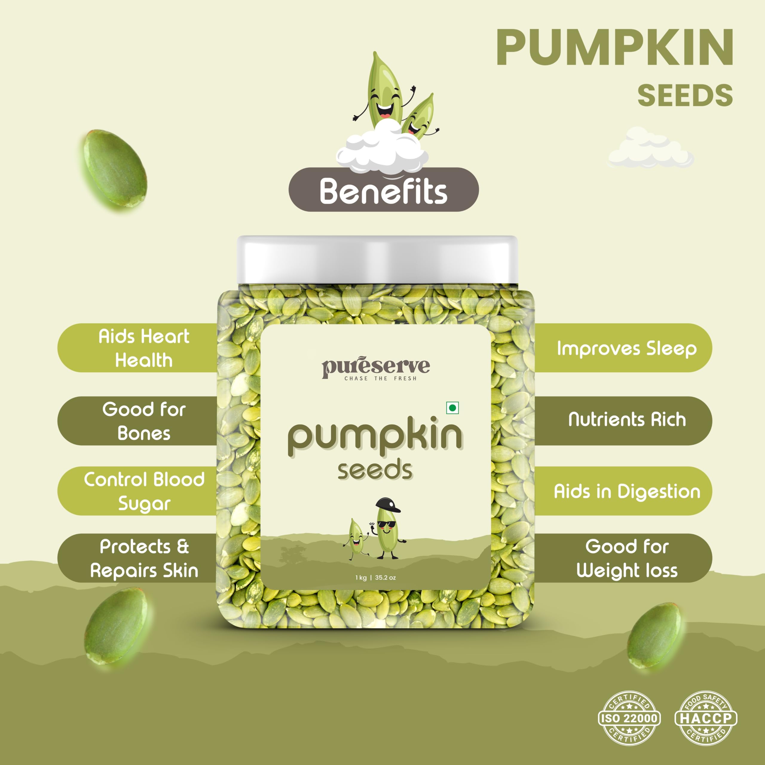 Pureserve Pumpkin Seeds 1Kg – Premium AAA Grade Superfood | High in Protein, Fiber & Antioxidants | Boosts Immunity & Supports Weight Management | Perfect Healthy Snack for Eating, Salads & Smoothies - Image 5 thumbnail