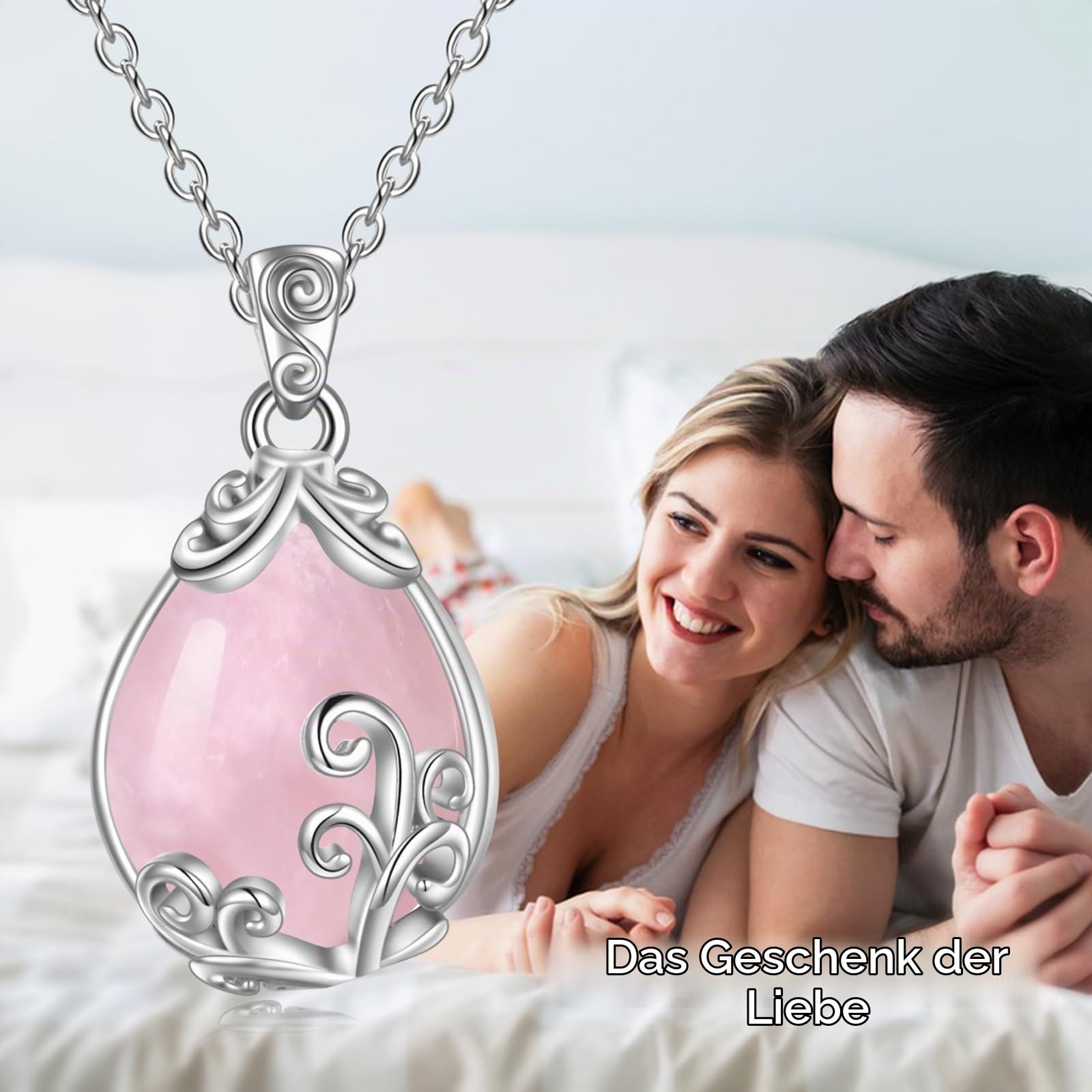 POPLYKE Sterling Silber Edelstein Filigran Teardrop Anhänger Halskette Kristall Schmuck für Frauen
