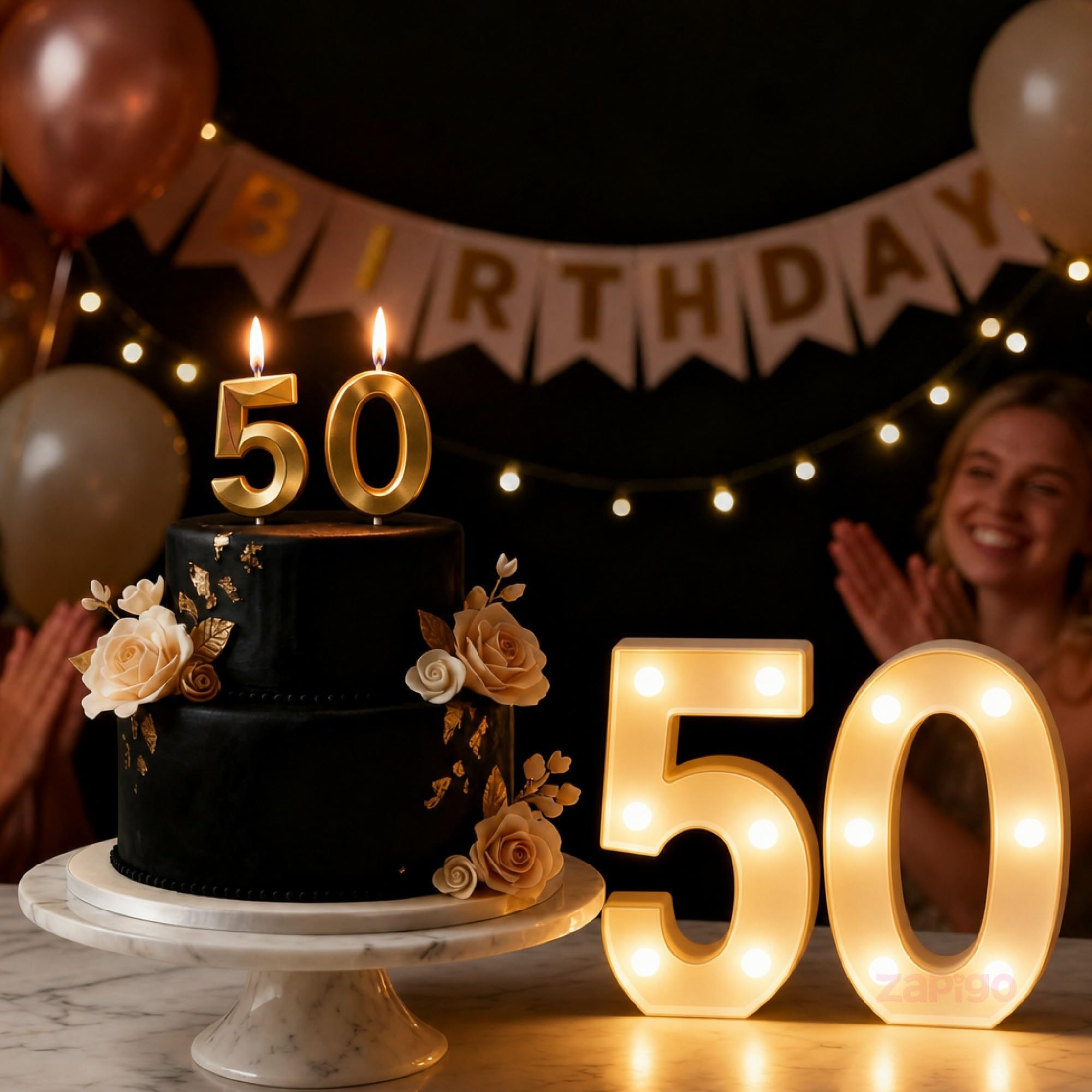 Balloonistics LED Marquee Number Light Sign for Birthday Party Family Wedding Decor Walls Hanging (50 Marquee + 50 Candle)-image-26