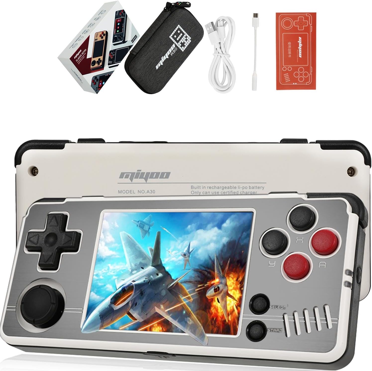 Miyoo A30 Retro Game Console,Portable Handheld Open Source Game Console with Storage Case,2.8"" HD Display,Supports Tons of Classic Games.(Gray 64G)