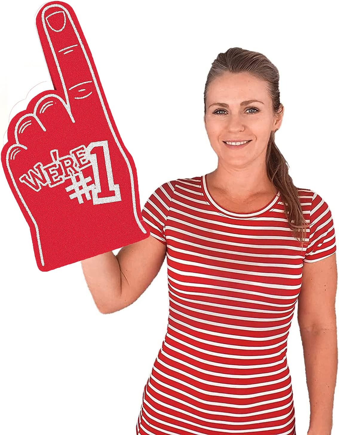 School Sport Team Spirit Number #1 Double-Sided Foam Hands (9 x 18)