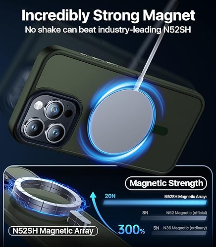 Miniatura 9 de Funda magnética fuerte para iPhone 15 Pro Max, compatible con MagSafe, probada en caídas de grado militar, a prueba de golpes, delgada, translúcida,