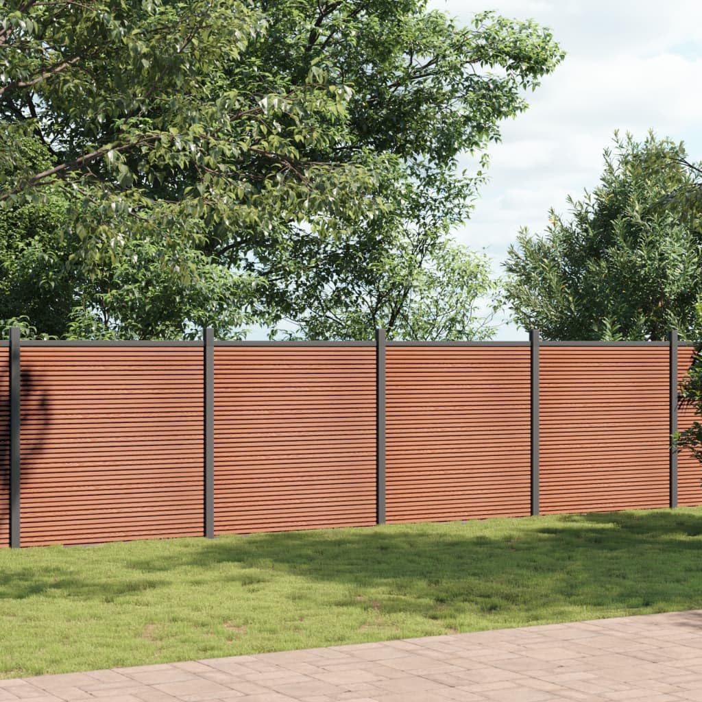 IKAYAA WPC-Sichtschutz, Sichtschutz-Zaun, Steckzaun, Sichtschutz Zaun WPC 699 x 186 cm, Sichtschutz Komplettset, Gartenzaun Holz, Braun