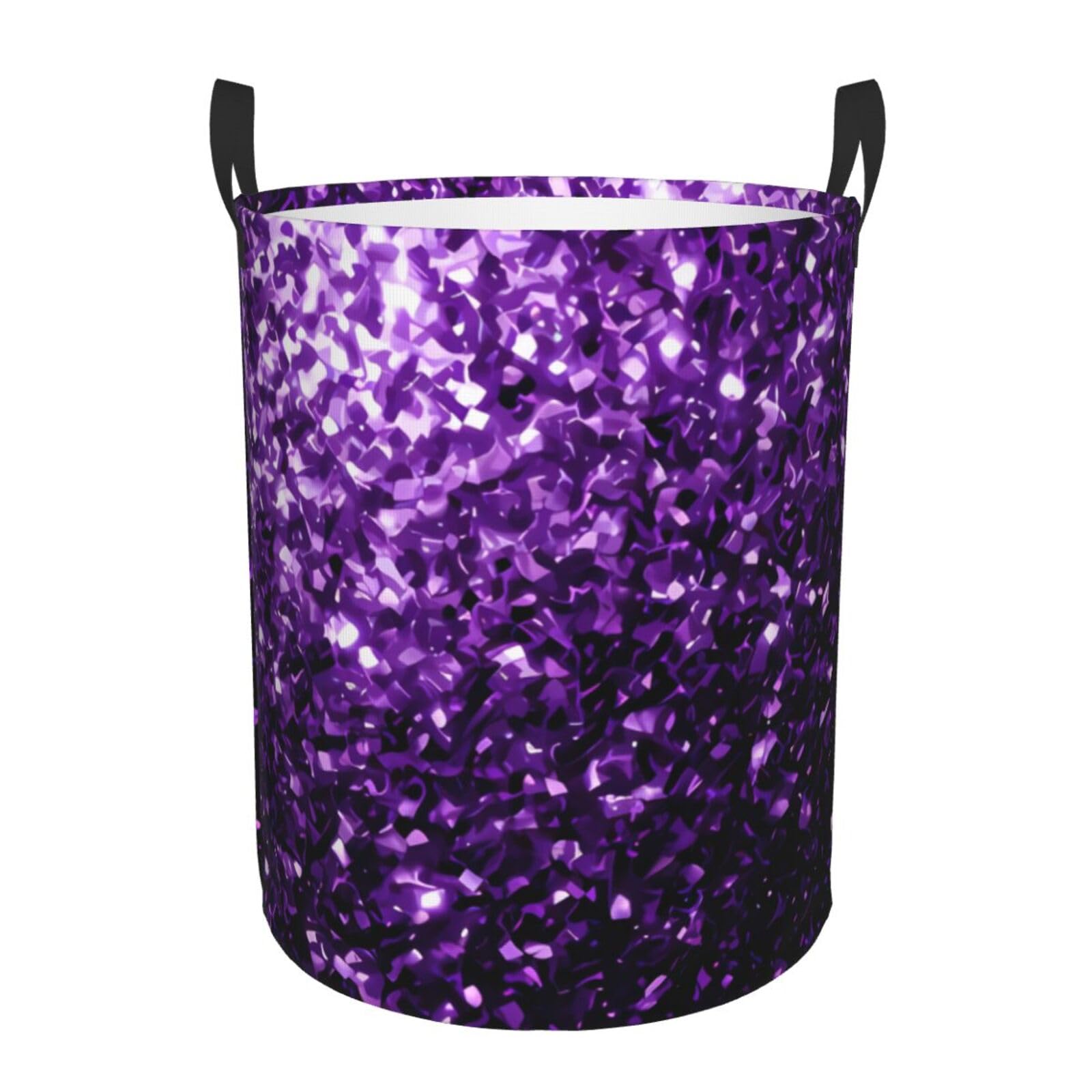 Grand panier à linge beau violet à paillettes pliable imperméable