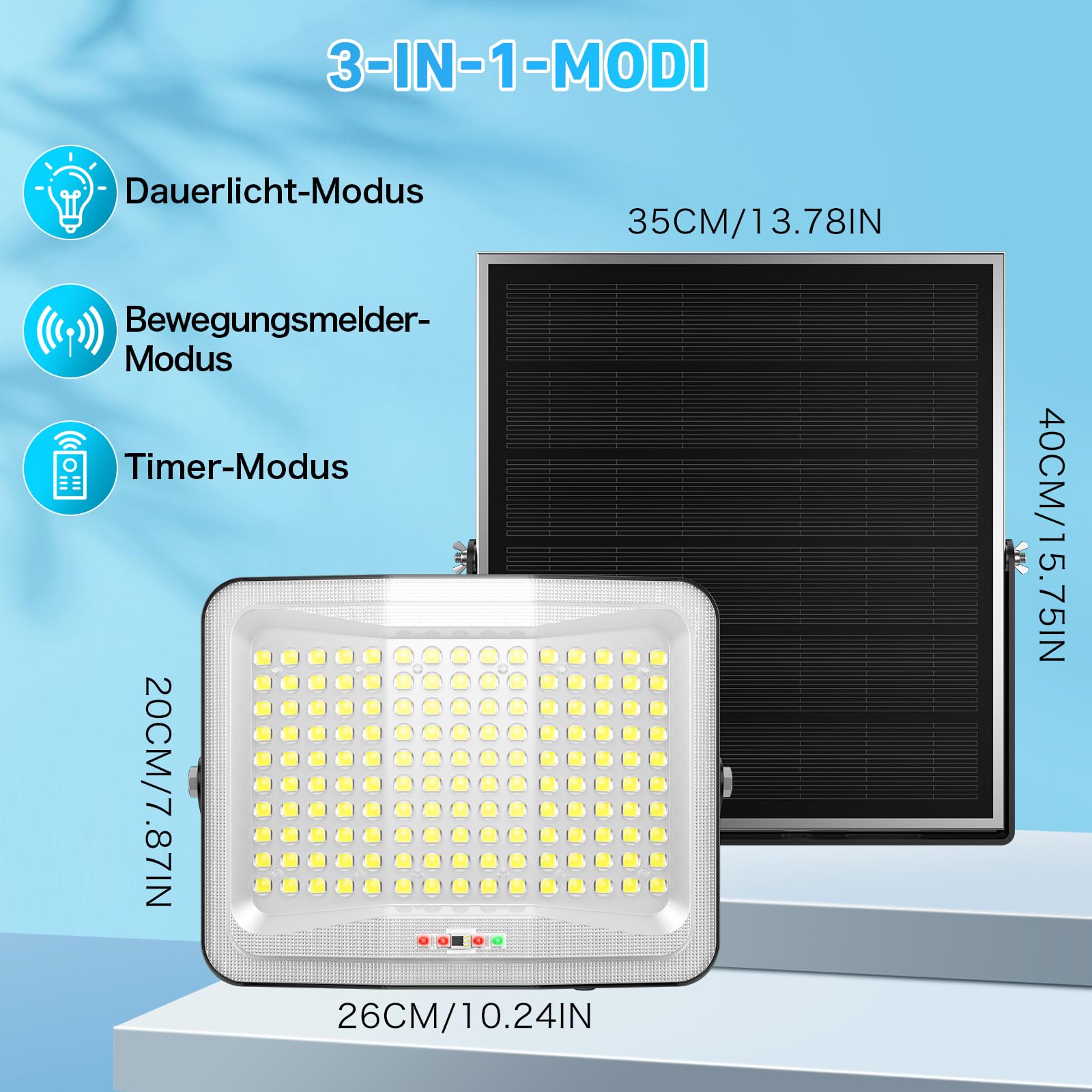 800W Solarlampen für Außen mit Bewegungsmelder, 4000LM Solar Strahler Außen mit Fernbedienung, Solarpanel 35 * 40 cm, IP65, 3 Modi 6500K Led Strahler mit Bewegungsmelder für Garten, Terrasse