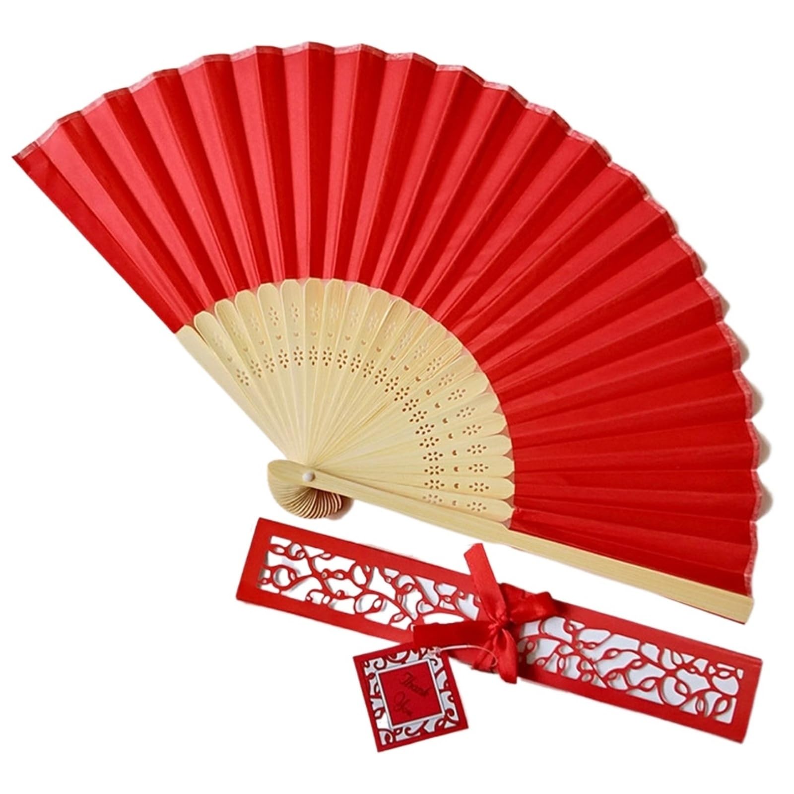 Éventails pliables avec boîte cadeau impression texte pour invités de mariage