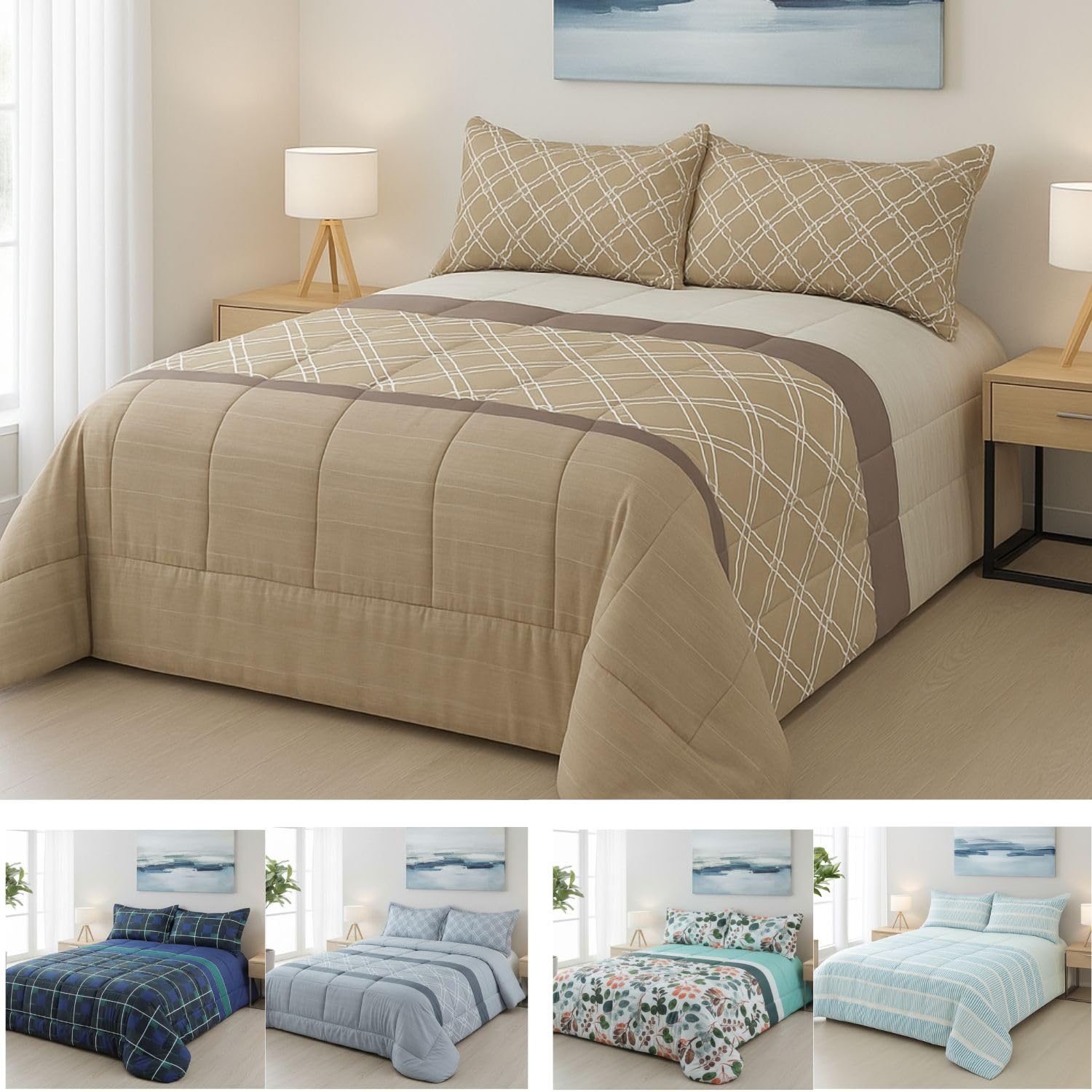 DONATELLA EDREDON Estampado Reversible Milan - 150 cm., Milan-Marron