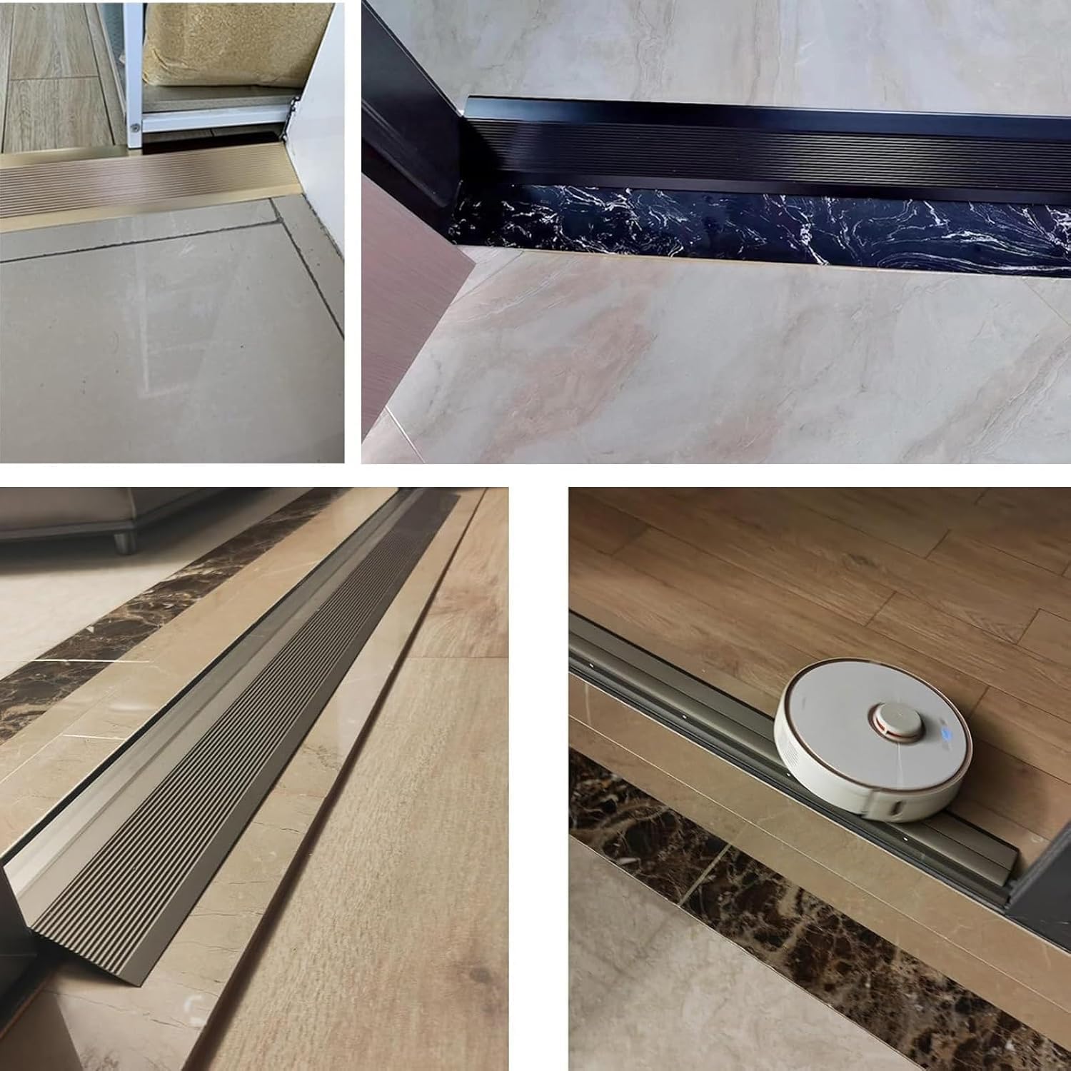 Aluminum Threshold Transition Strip, Level Catch Threshold Bar, Transition Profile 90cm Long, Threshold Bar 10cm Wide Floor Transition Strip-Black||L 0.9m