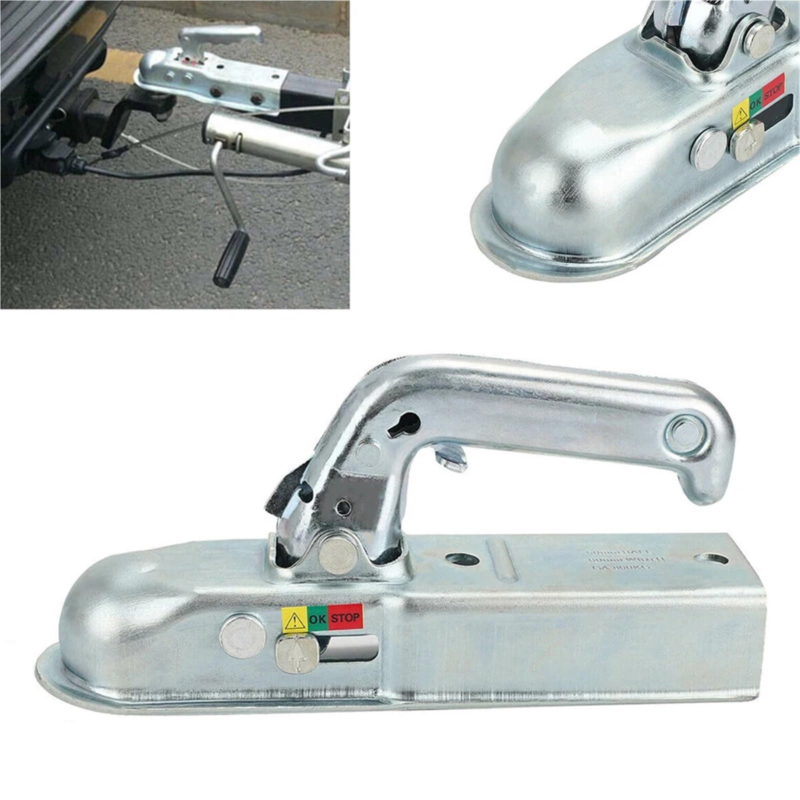 Bola de Enganche para Remolque Enganche de Acoplamiento Remolque Acero prensado 50mm for remolques sin Freno hasta 750kg, Montaje acoplador