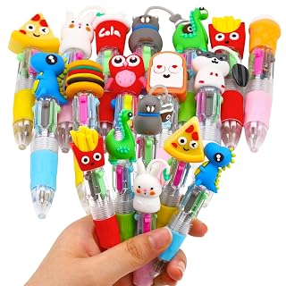 CZWZ 12Pcs Mini Multicolor Pens in One 4-in-1 Cute Pens Bulk, Fun Kawaii Ballpoint Pens for Birthdays and Party Favors Gifts Teacher School Supplies - Amazon product rated Grade A