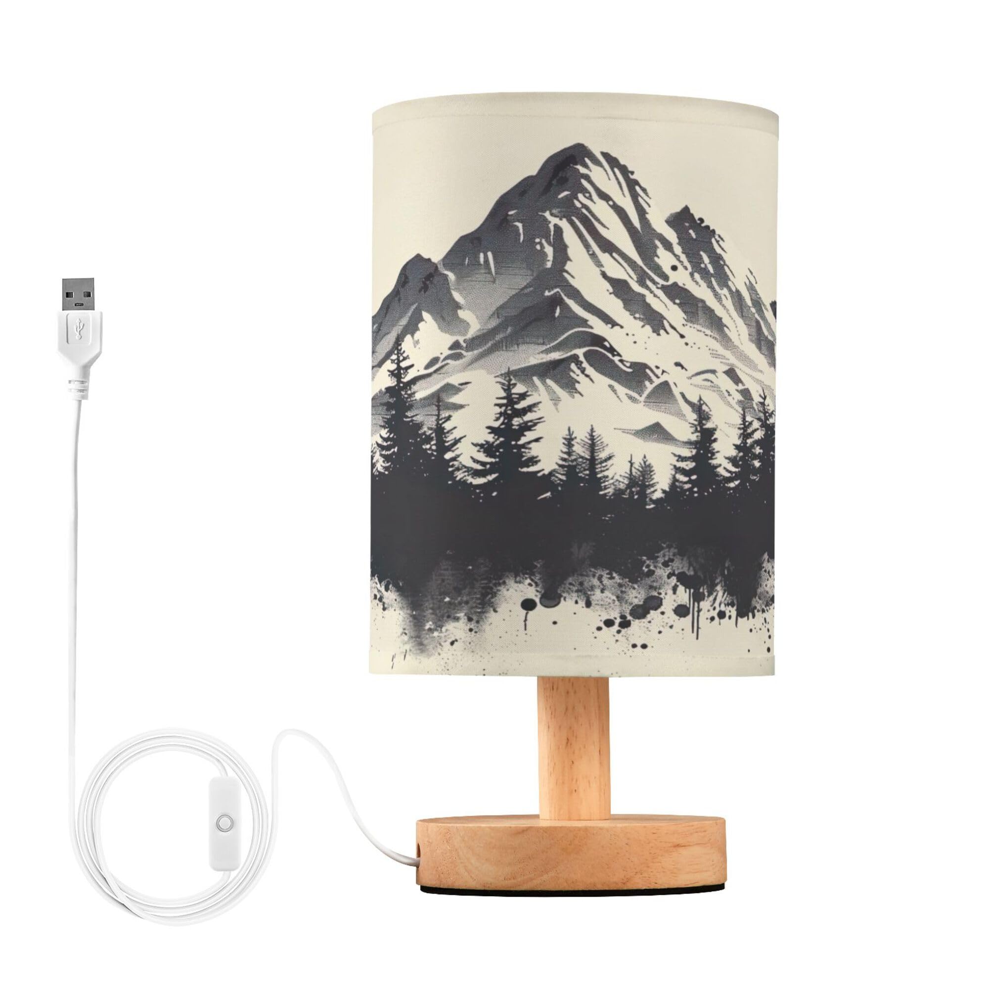 xigua Ink Mountain Landscape Table Lamp for Bedroom, LED Desk Lamp
