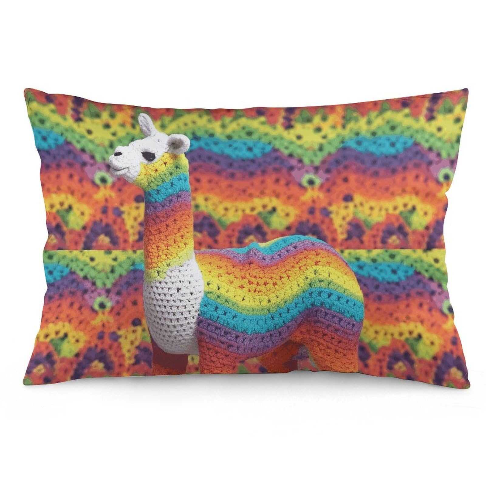 2 Pack Pillow Cases for Hair and Skin, Soft Breathable Pillow Case Covers with Hidden Zipper, Rainbow Camel Pattern Pillowcase 12 "x20 Pillow Covers for Sleeping Gift