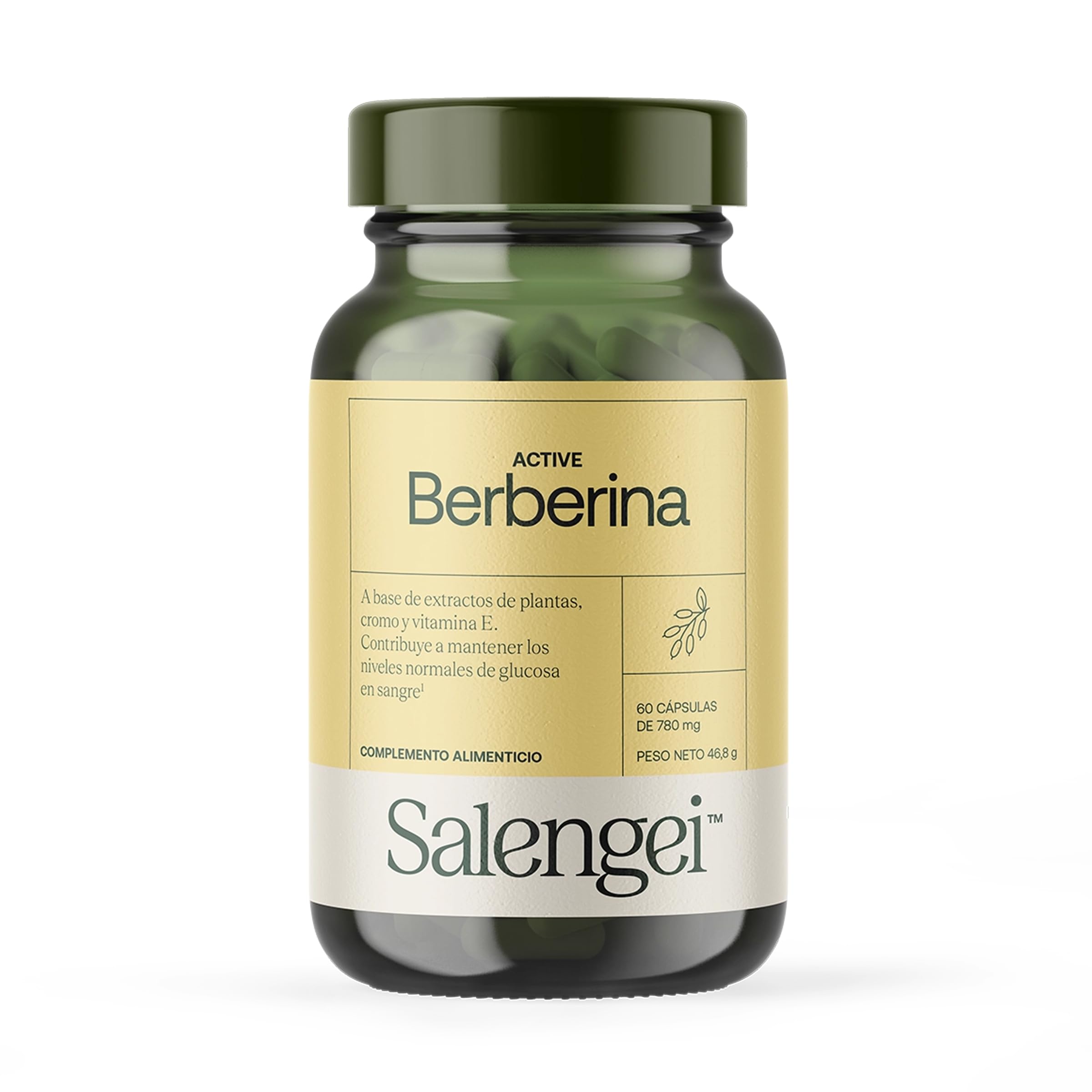 ACTIVE BERBERINA - Vitamina E Natural | 97% Berberina| Potente antioxidante que protege las células del estrés oxidativo | Apto para Veganos | 60 cápsulas | 750 mg |