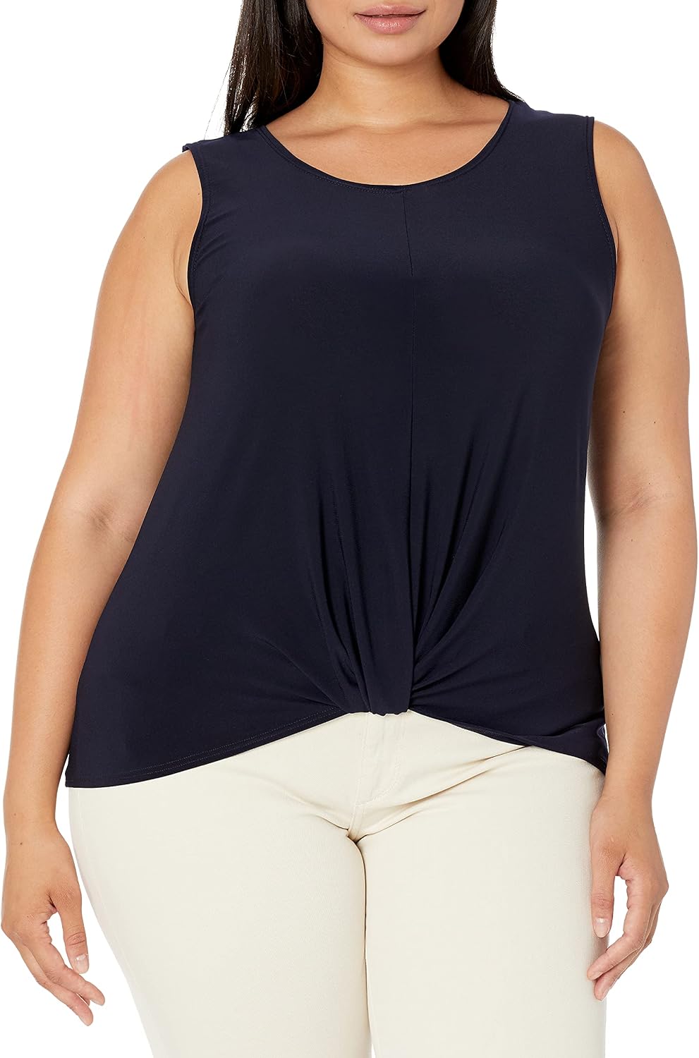 Star Vixen Women's Plus Size Sleeveless Twist-Front Top | Jade 4X | Soft Knit Workwear - View #3