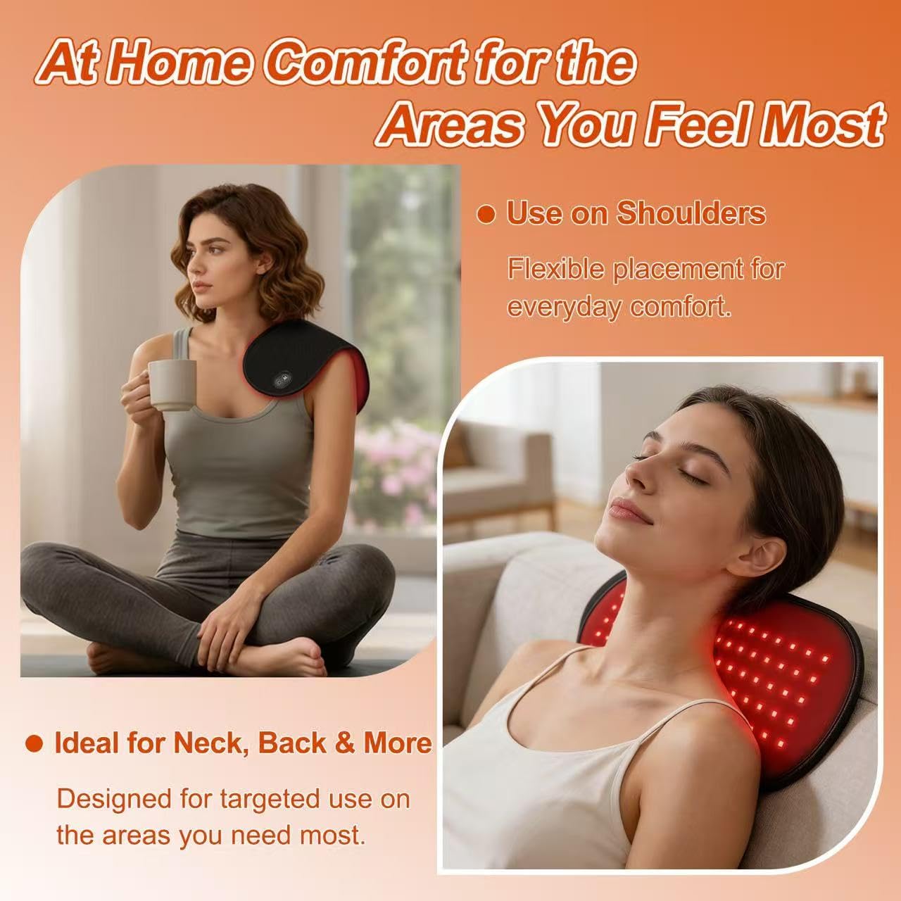 Red Light Therapy Pad for Body, 660nm & 850nm Red Light Therapy Wrap with 60 LED Lights, 3000mAh Rechargeable Battery, Flexible Portable Light Therapy Pad for Back, Knee, Post-Workout Relaxation