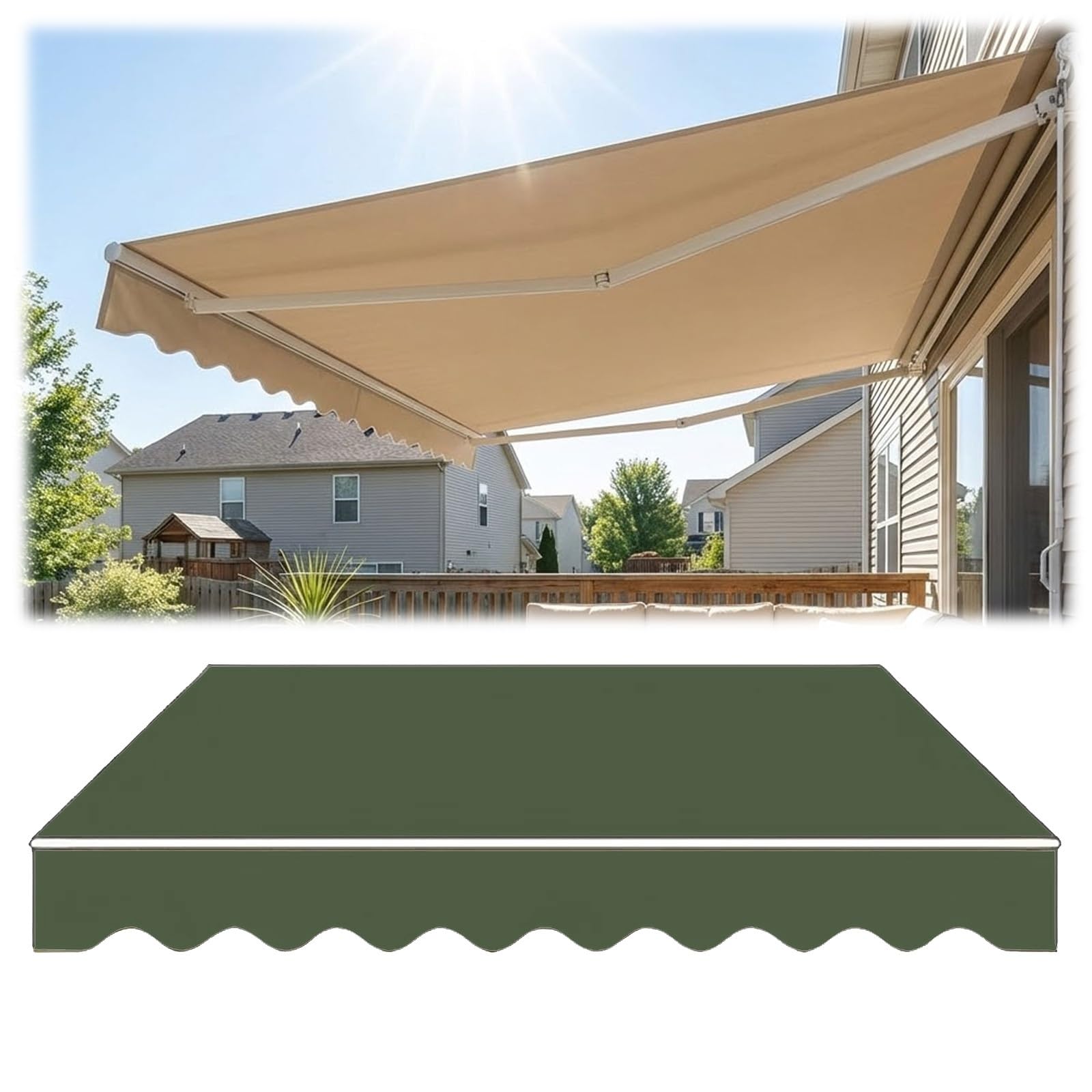 Toldo retráctil 4x3m tela de repuesto impermeable para porche y terraza
