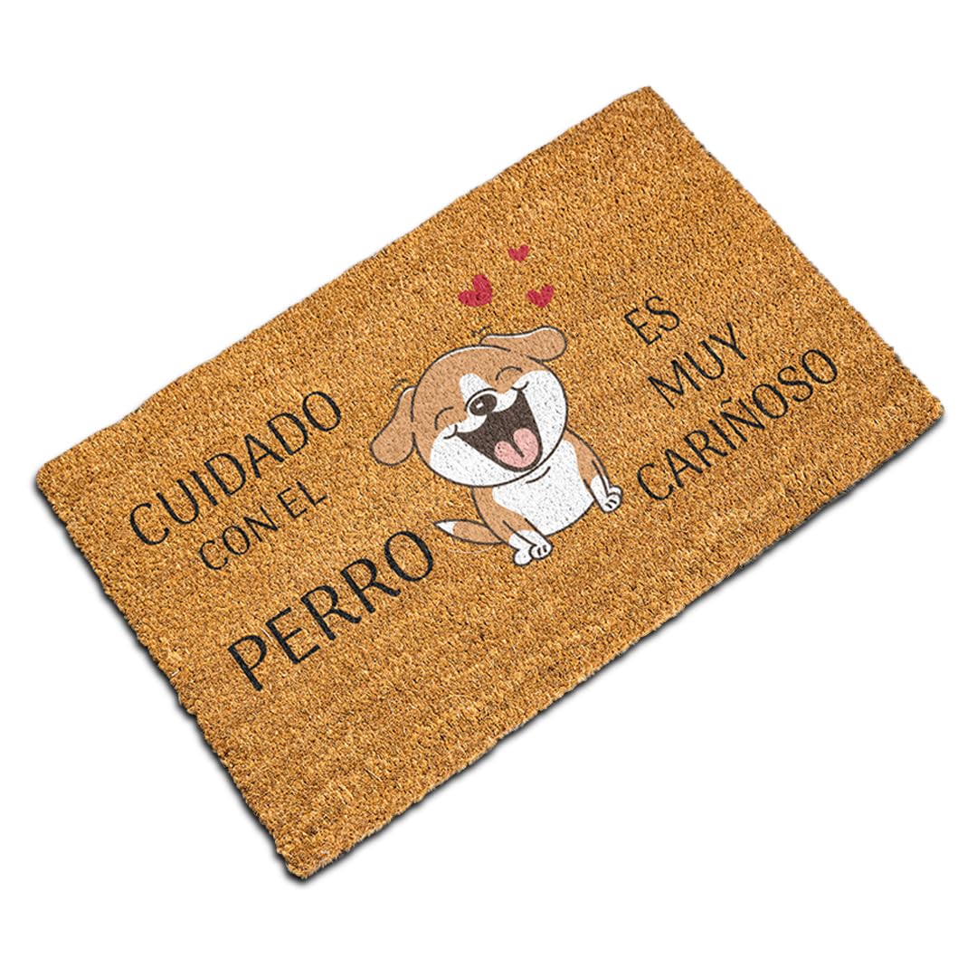 Clapper - Felpudo Divertido de Fibra de Coco 100% Natural | Diseño Original y Divertido para Entrada de Casa | Resistente, Antideslizante y Fácil de Limpiar | Perro Marrón 60x33 cm.