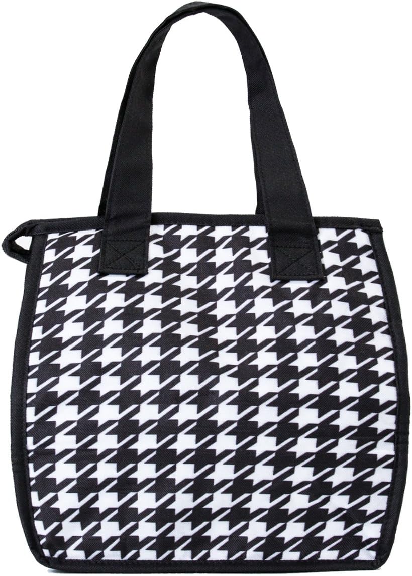 Insulated Lunch Bag - Black & White Houndstooth