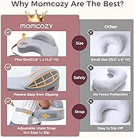 Vista 8 de Momcozy Innovadora almohada de lactancia con valla de seguridad, espuma viscoelástica firme y elástica, soporte ergonómico estable y comodidad
