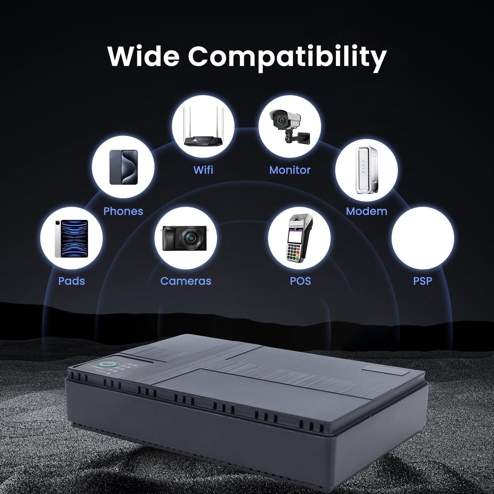 Mały Zapasowy Akumulator UPS, Zasilacz Awaryjny 8800 MAh z 6 Portami Wyjściowymi i Wskaźnikiem LED, do Routera Wi-Fi, Modemu, Kamery Bezpieczeństwa, urządzeń POE (wtyczka UE)