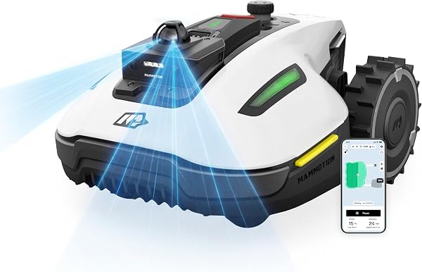 Robot tondeuse Mammotion YUKA mini 2 800 LiDAR, sans fil périmétrique, navigation 360° caméra IA, 800 m², pente 45 %