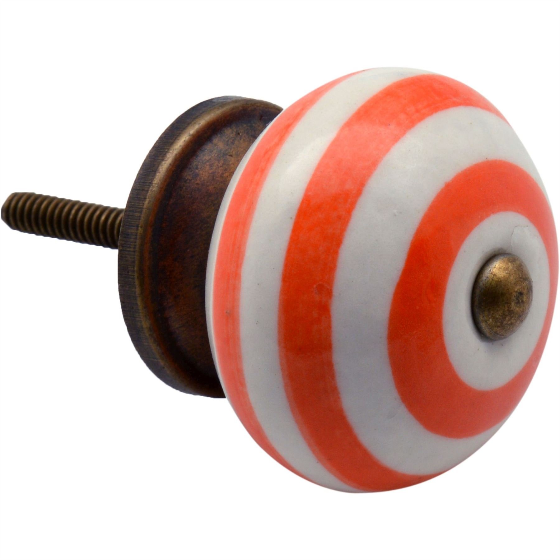 Nicola Spring Orange Round Stripe Ceramic Cabinet Knob