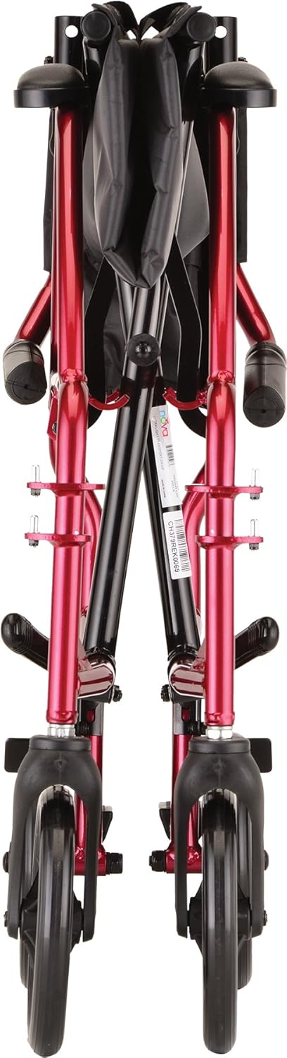 NOVA Medical Products Ultra Lightweight Transport Chair, Red, 1 Count : Health & Household
