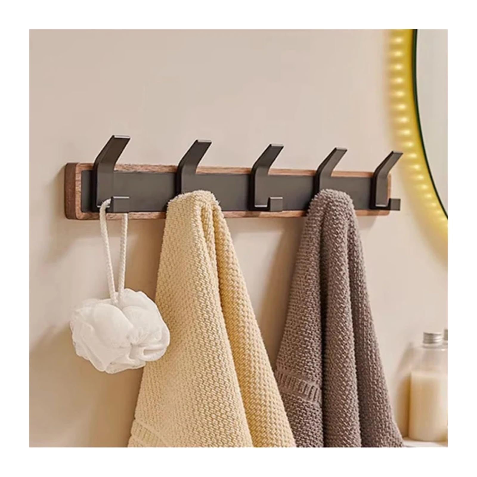 Gancho Para La Puerta Gancho de pared madera, perchero colgante for baño, cocina, dormitorio, pasillo(5 hooks)