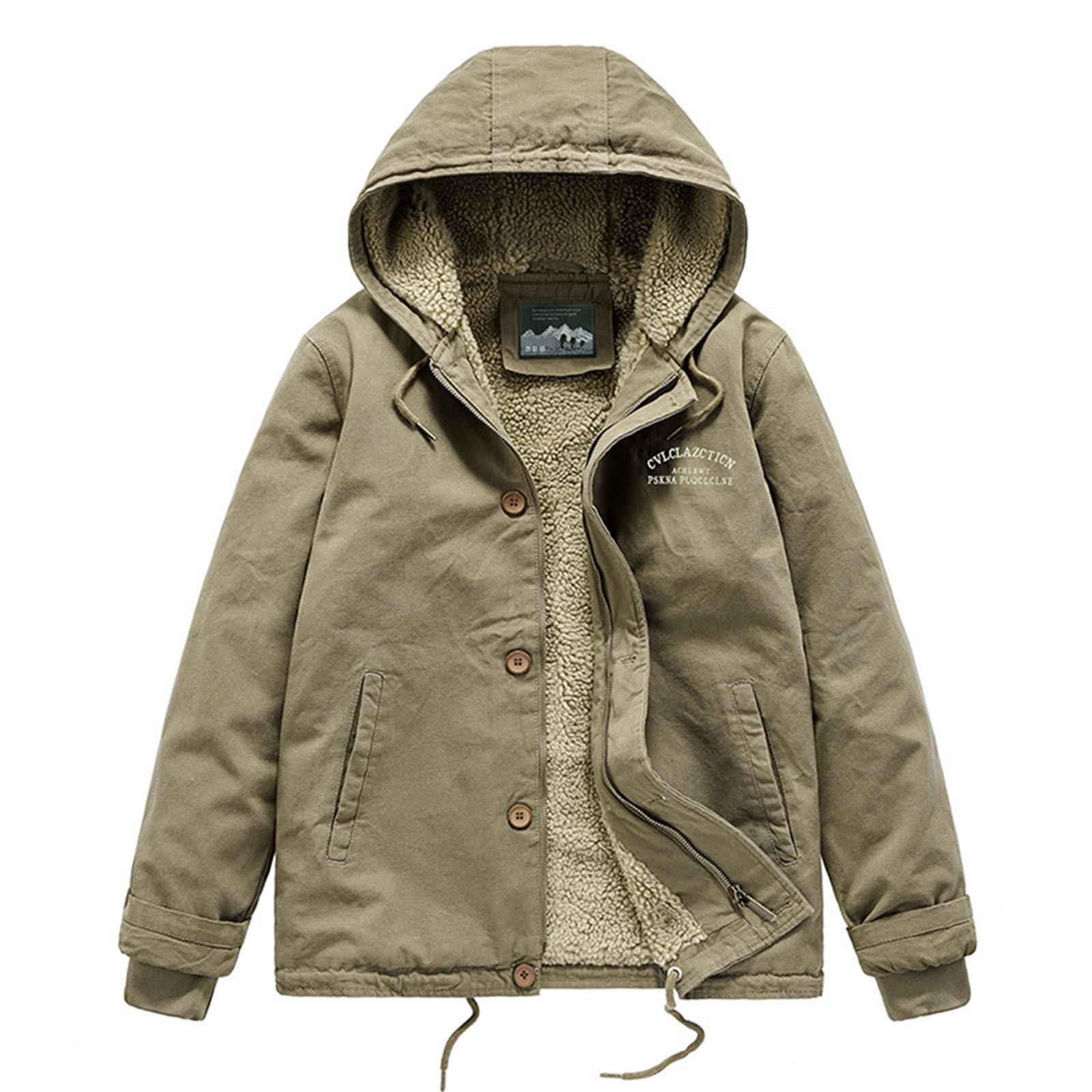 SRZYMJ Khaki Winterjacke Herren Daunenjacke mit Reißverschluss Warm Jacke Leichte Steppjacke Bequeme Casual Puffer Jacket Basic Übergangsjacke Outdoor Softshelljacke Winter Kleidung Mantel