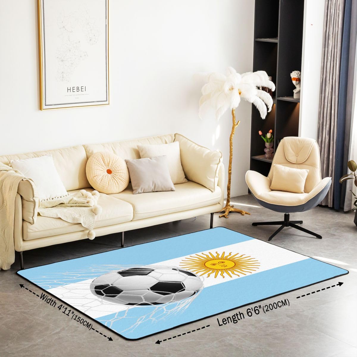 Loussiesd Dywan do gry w piłkę nożną 100 * 150 cm do sypialni