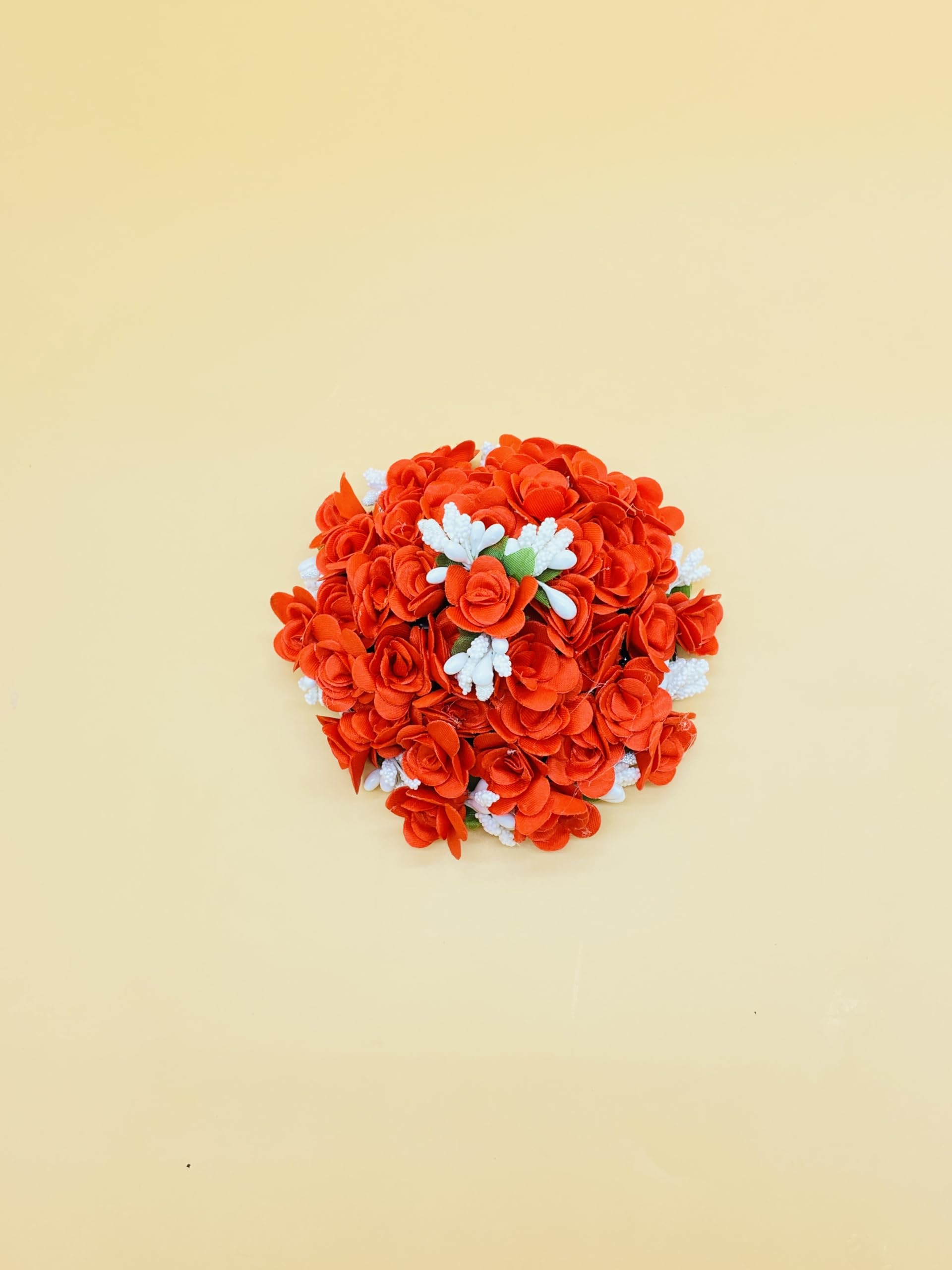 Vinsh Bond Women's Rose Flower Gajra Juda Hair Bun Styling Accessories ( Red) 2