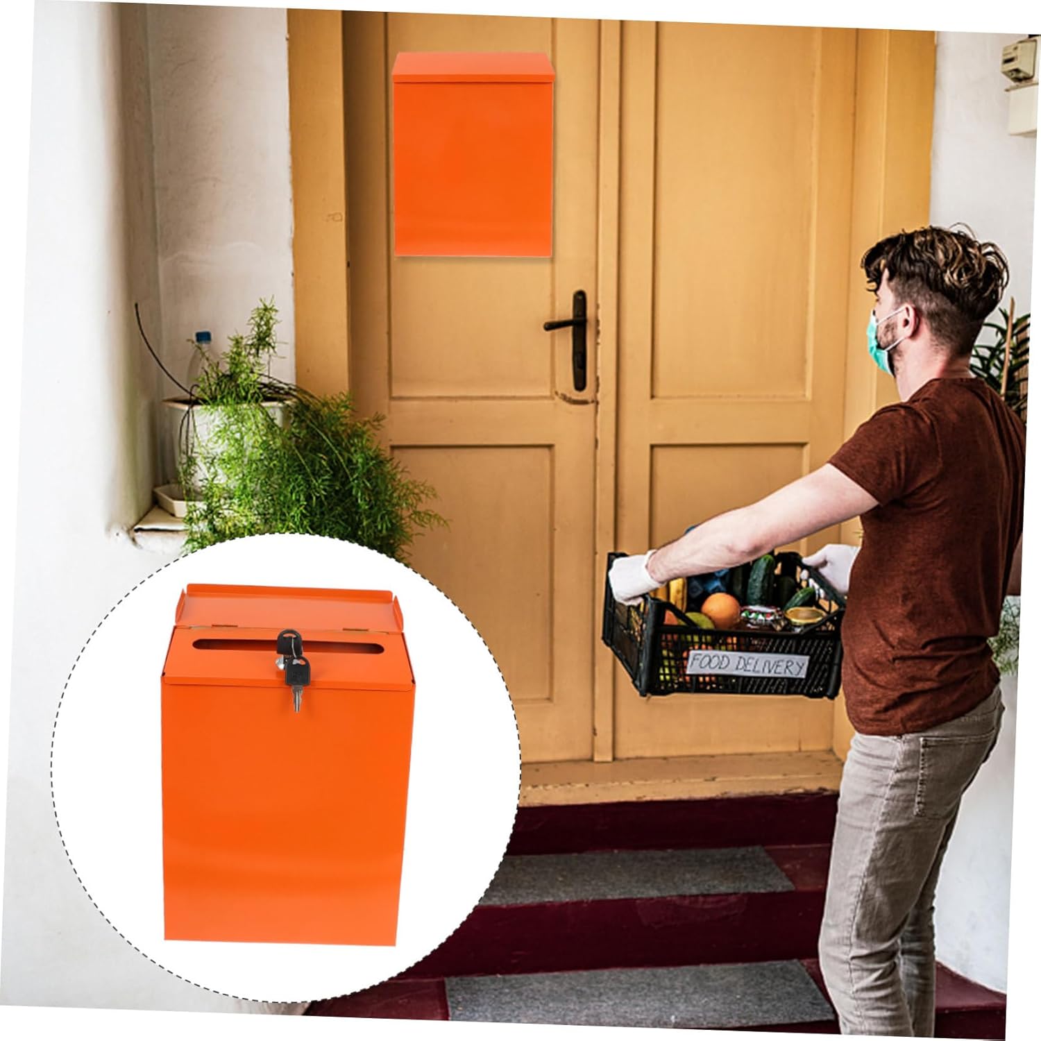 Vaguelly 1set Wall-Mount Mailbox Lock European Style Hanging Mail Box for Office Use Secure Storage for Letters Newspapers and Suggestions Material