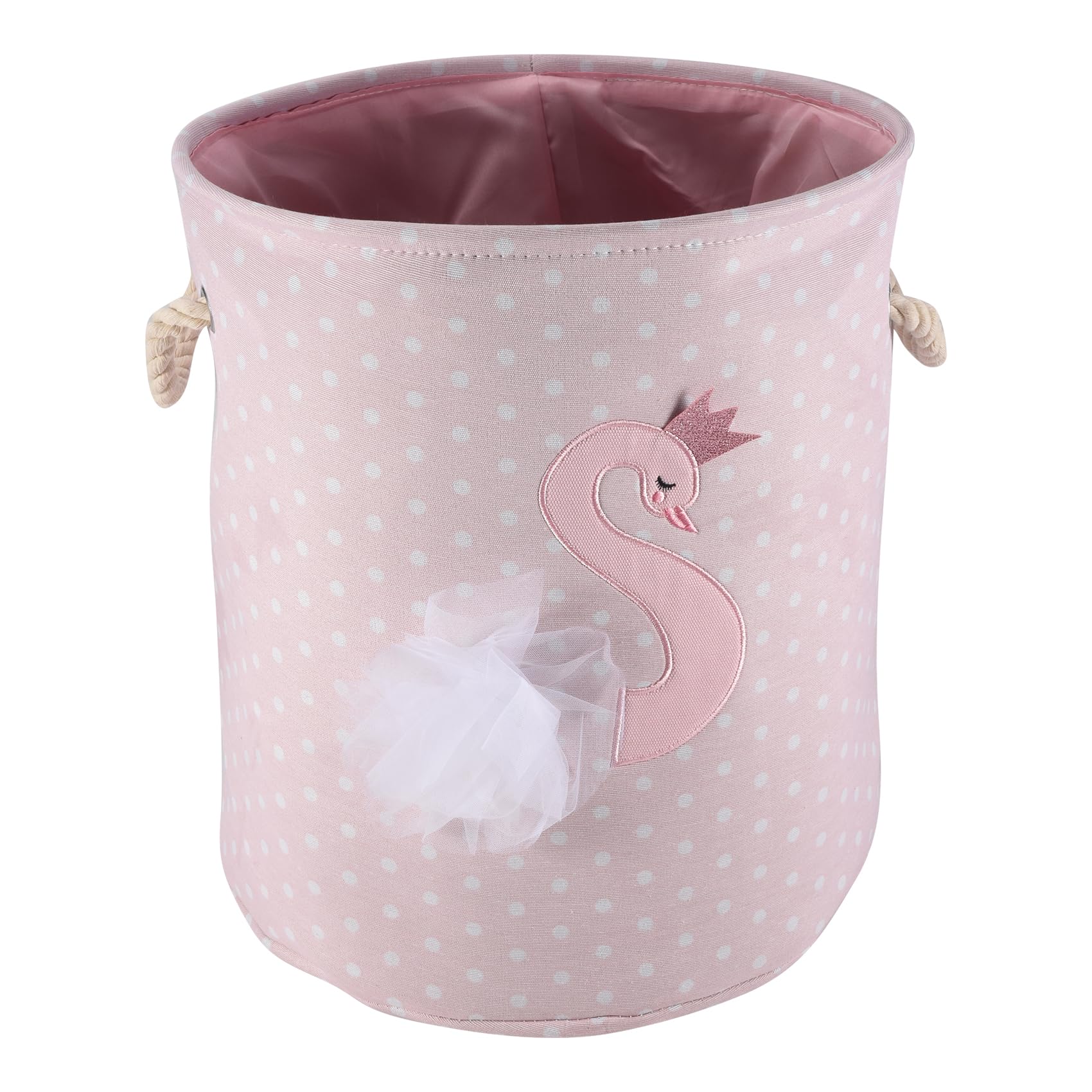 Reinscer Dirty Laundry Basket Pink Swan Organizer Basket Drawstring Storage Baskets for Toys Books D35XH40cm Swan Pattern