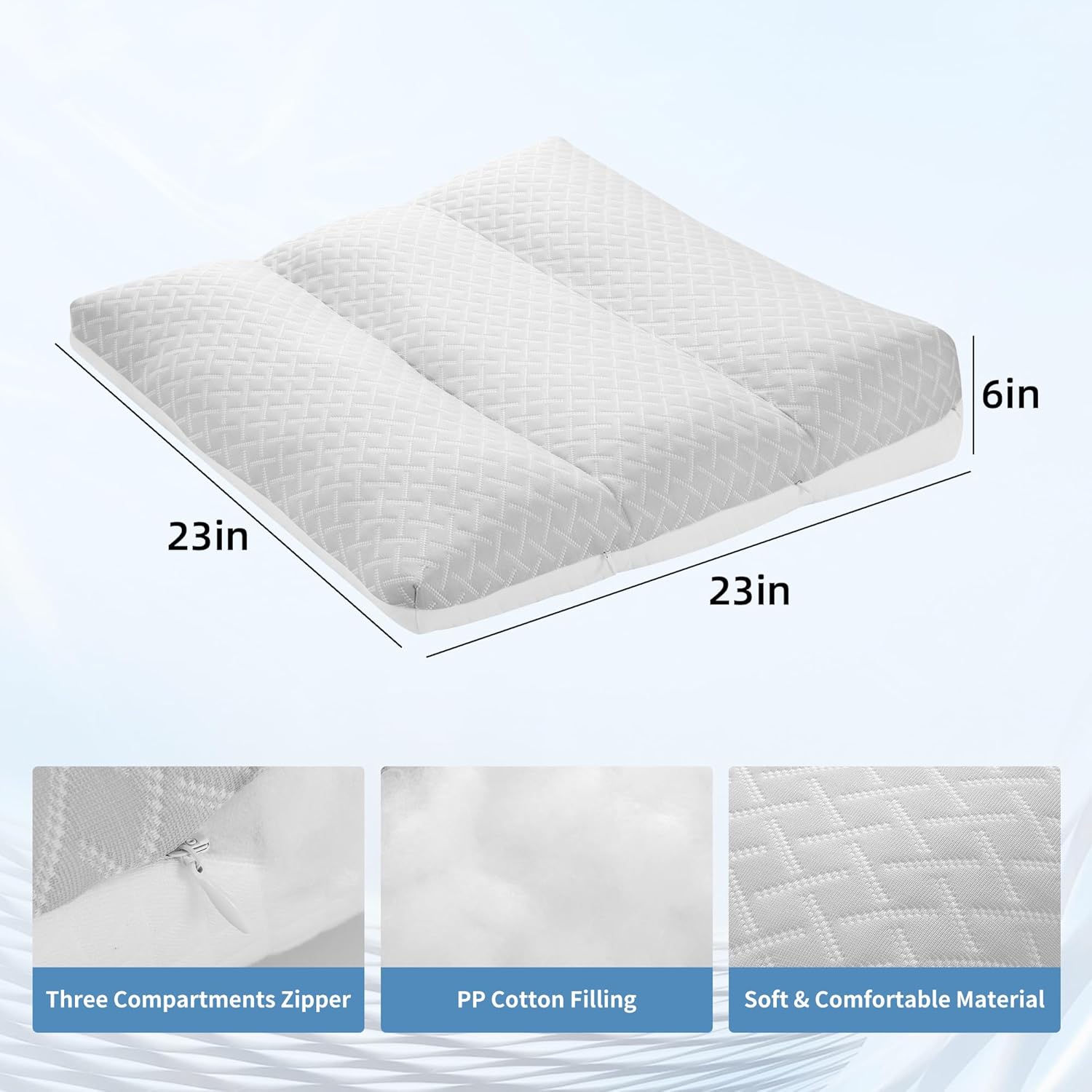 MABOZOO Leg Elevation Pillows, Triangle Height Adjustable Knee Wedge Pillow Bed Wedge for Sleeping, Leg Wedges for Knee Support, Leg Elevation, Knee Hip Back Pain Relief(Gray, 23 * 23 * 6 in)